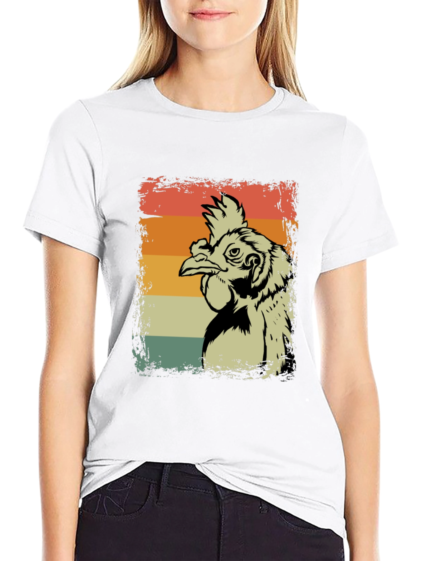 Black Retro Chicken T-Shirt - Vintage Style Graphic Tee view 9