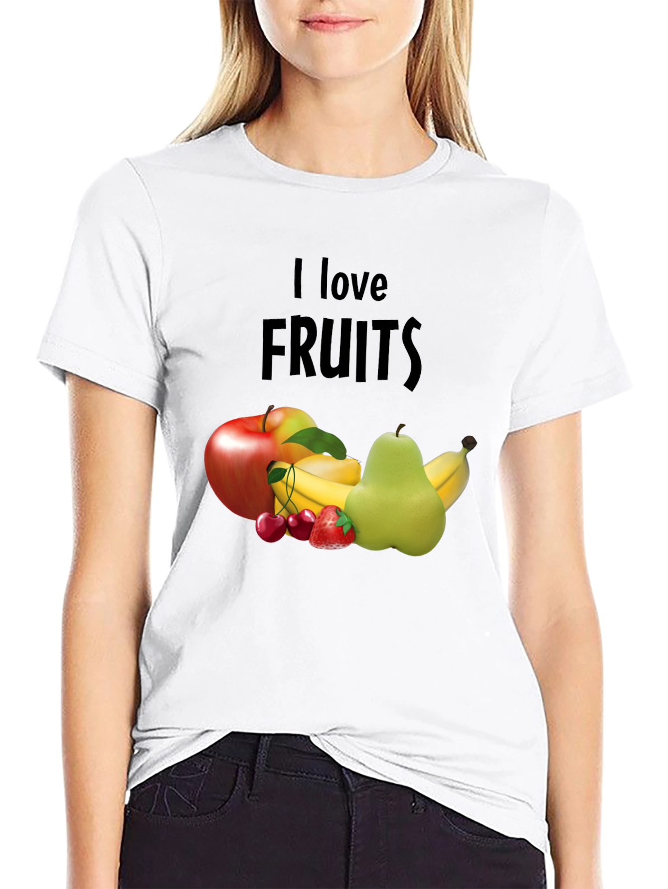 Black I Love Fruits Graphic Tee - Casual Black T-Shirt view 9