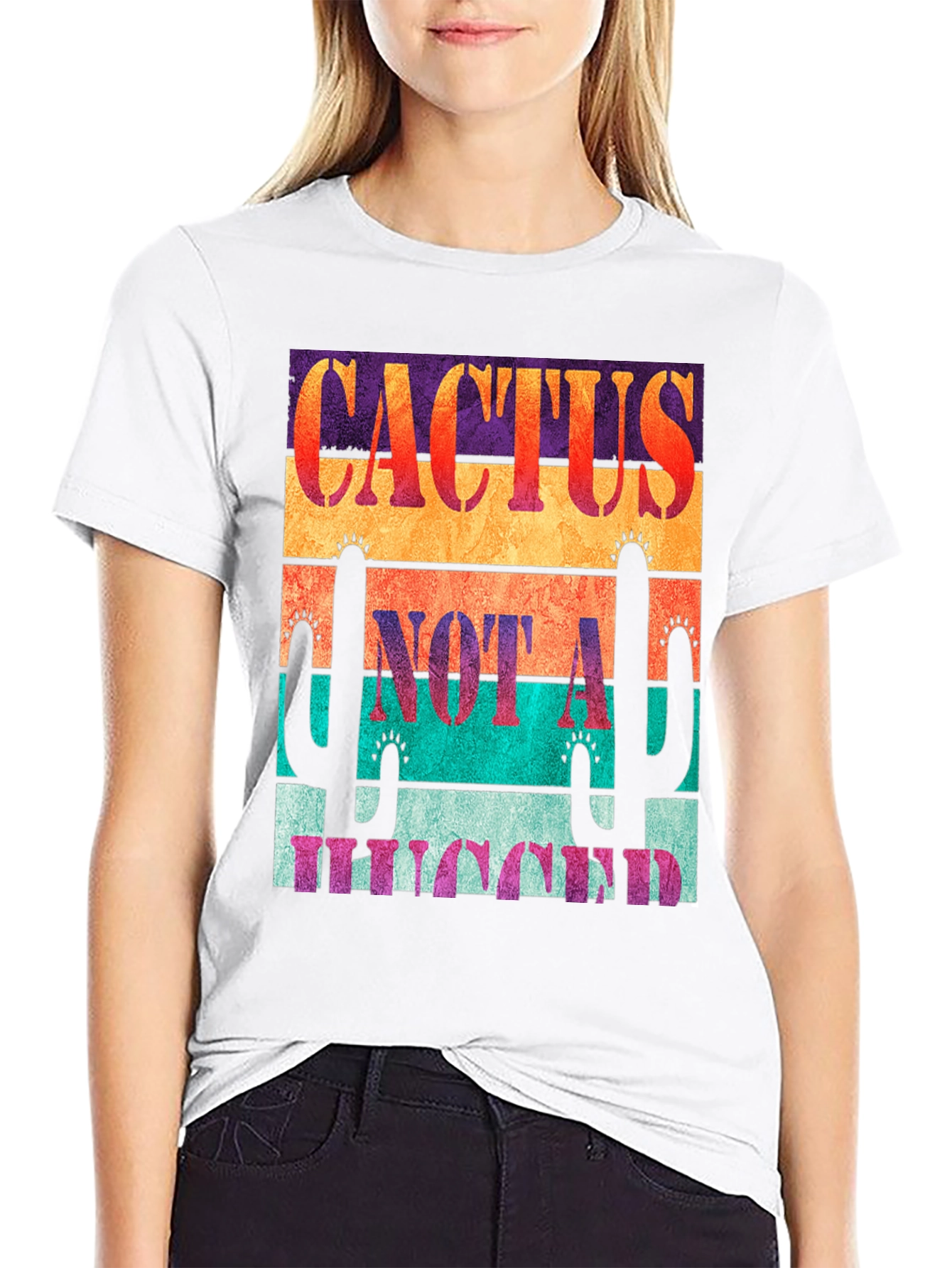 Black Cactus Not A Hugger Graphic Tee view 9