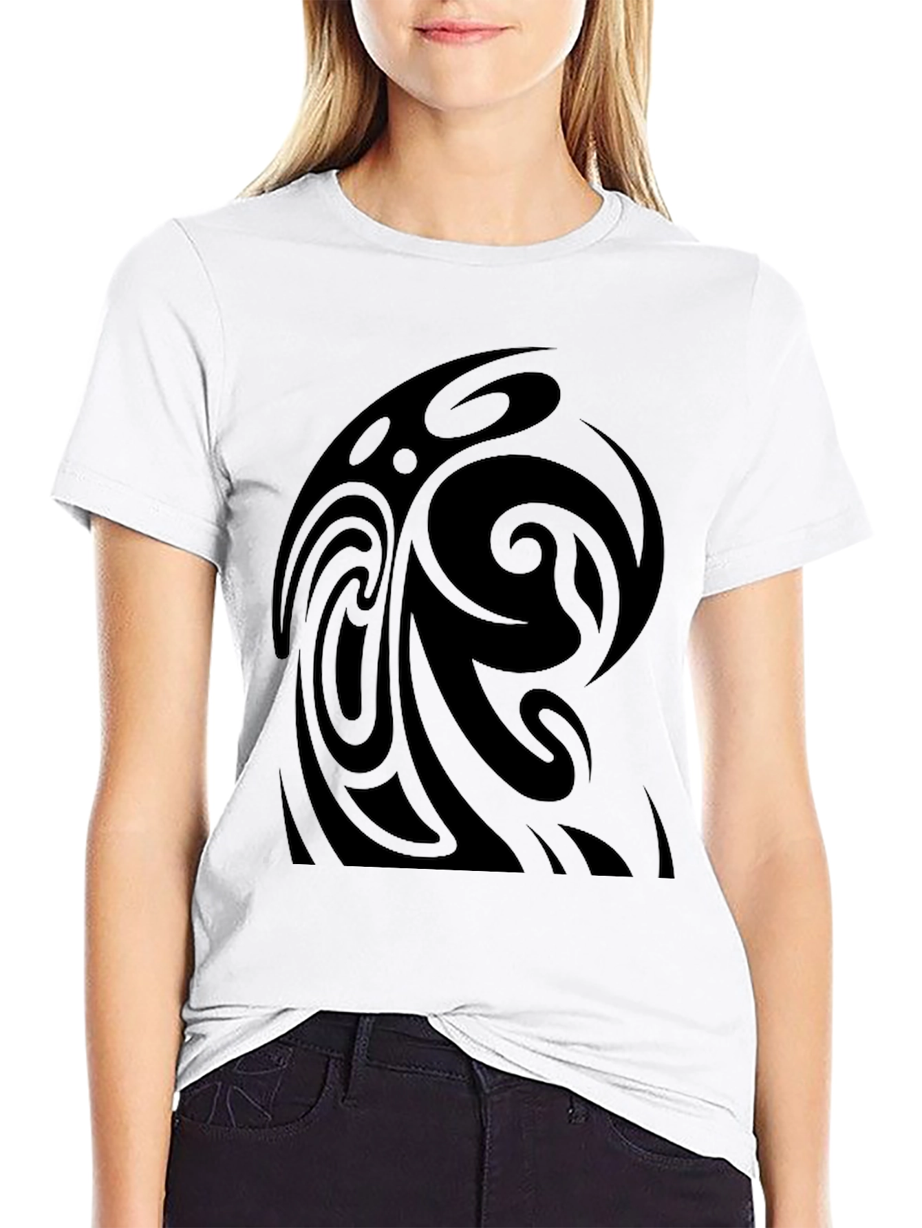 Black Tribal Swirl Black T-Shirt view 9