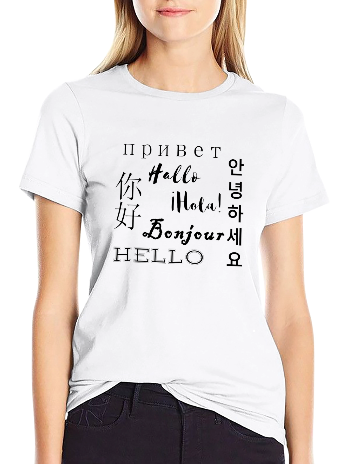 Black Multilingual Hello T-Shirt - Black view 9