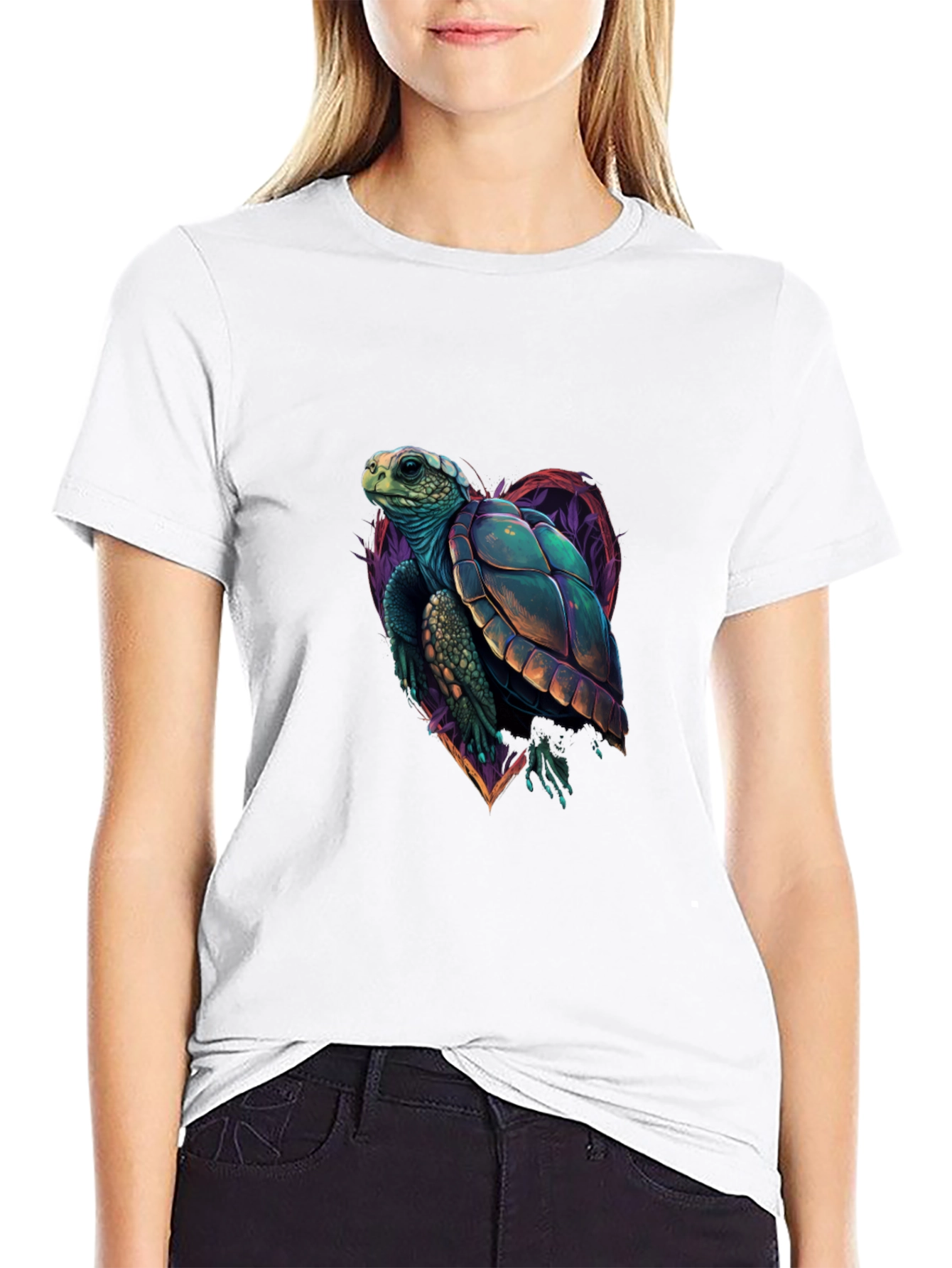 Black Sea Turtle Graphic Tee - Heart Turtle view 9