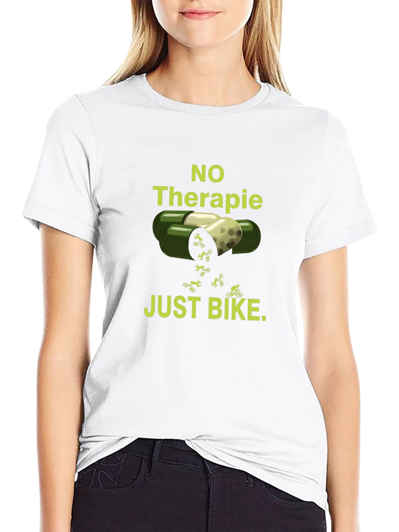 Black No Therapy Just Bike - Funny Biker T-Shirt view 9