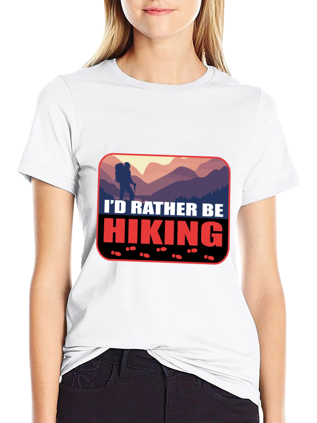 Black Hiking Graphic Tee - "I'd Rather Be Hiking" T-Shirt view 9