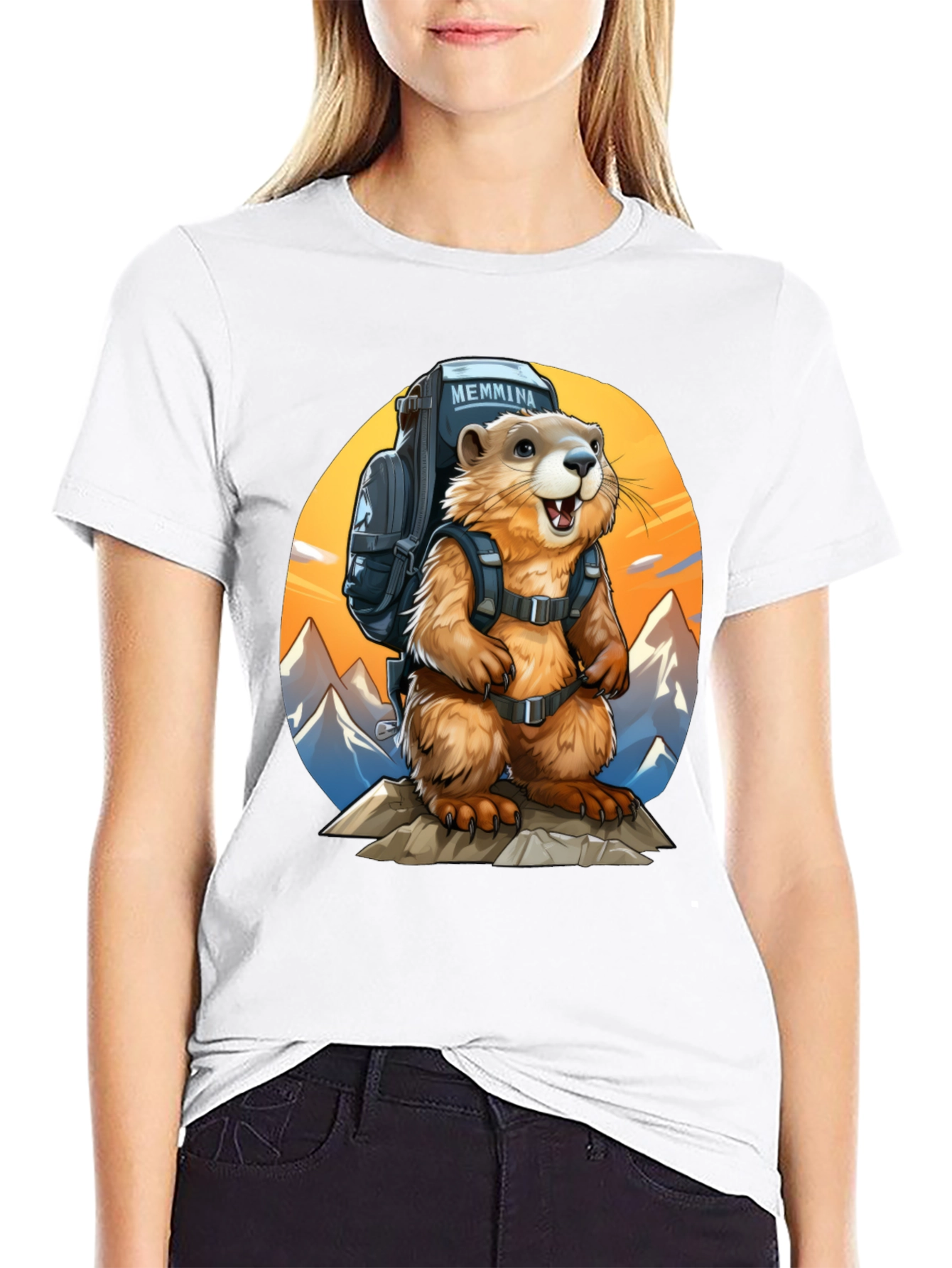 Black Hiking Marmot T-Shirt - Adventure Ready view 9