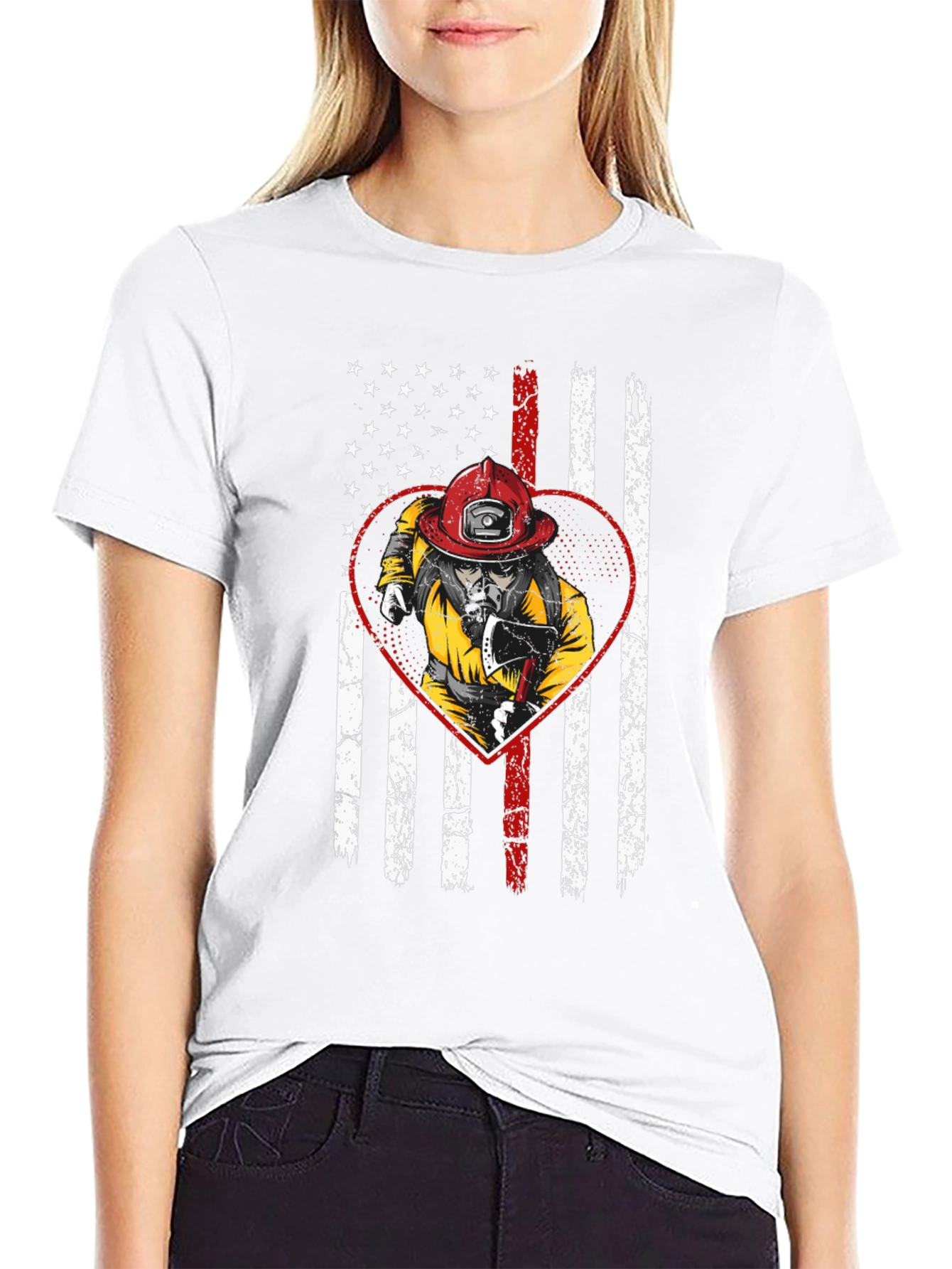 Black Firefighter Flag T-Shirt - Show Your Support! view 9