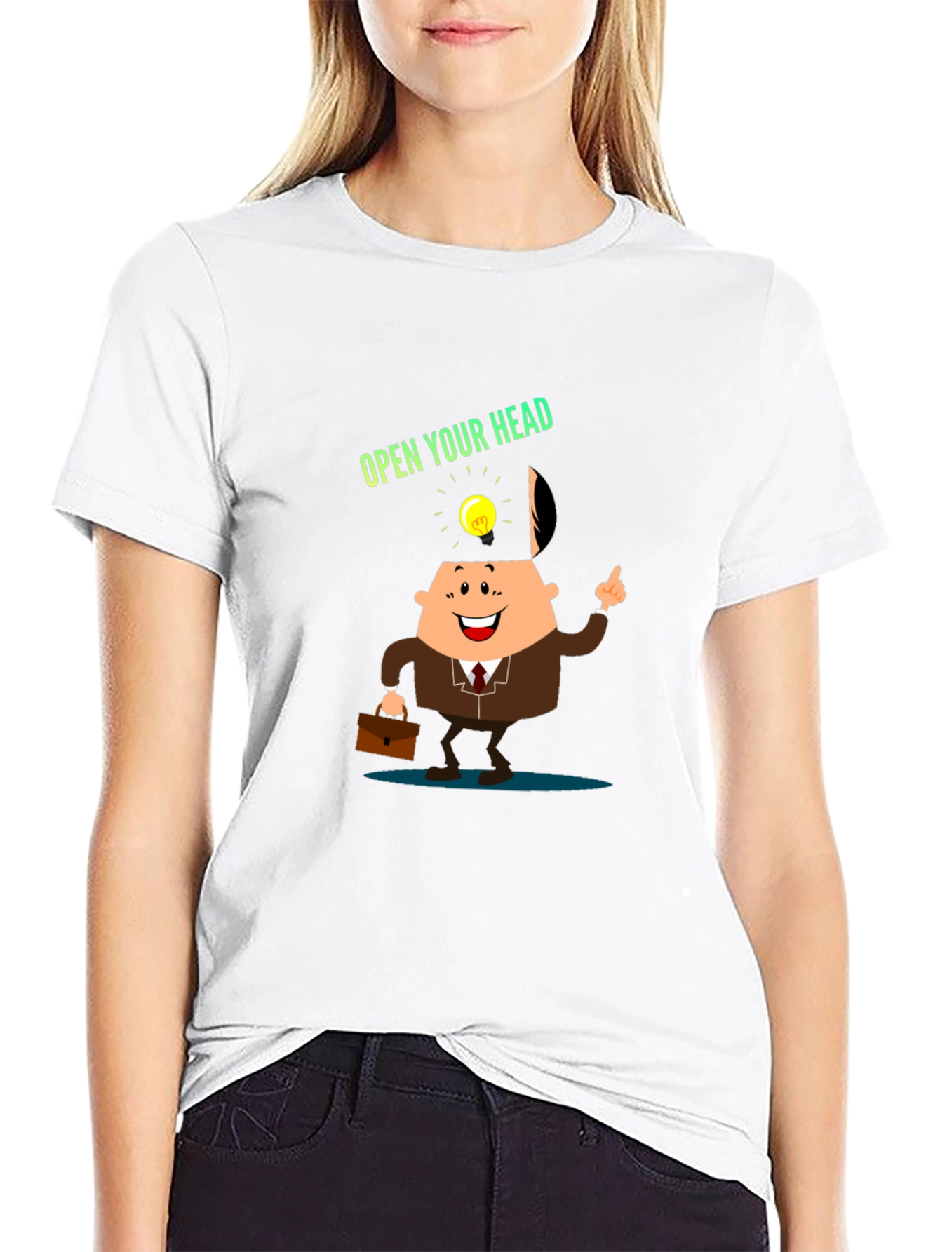 Black Open Your Head T-Shirt - Idea Bulb view 9