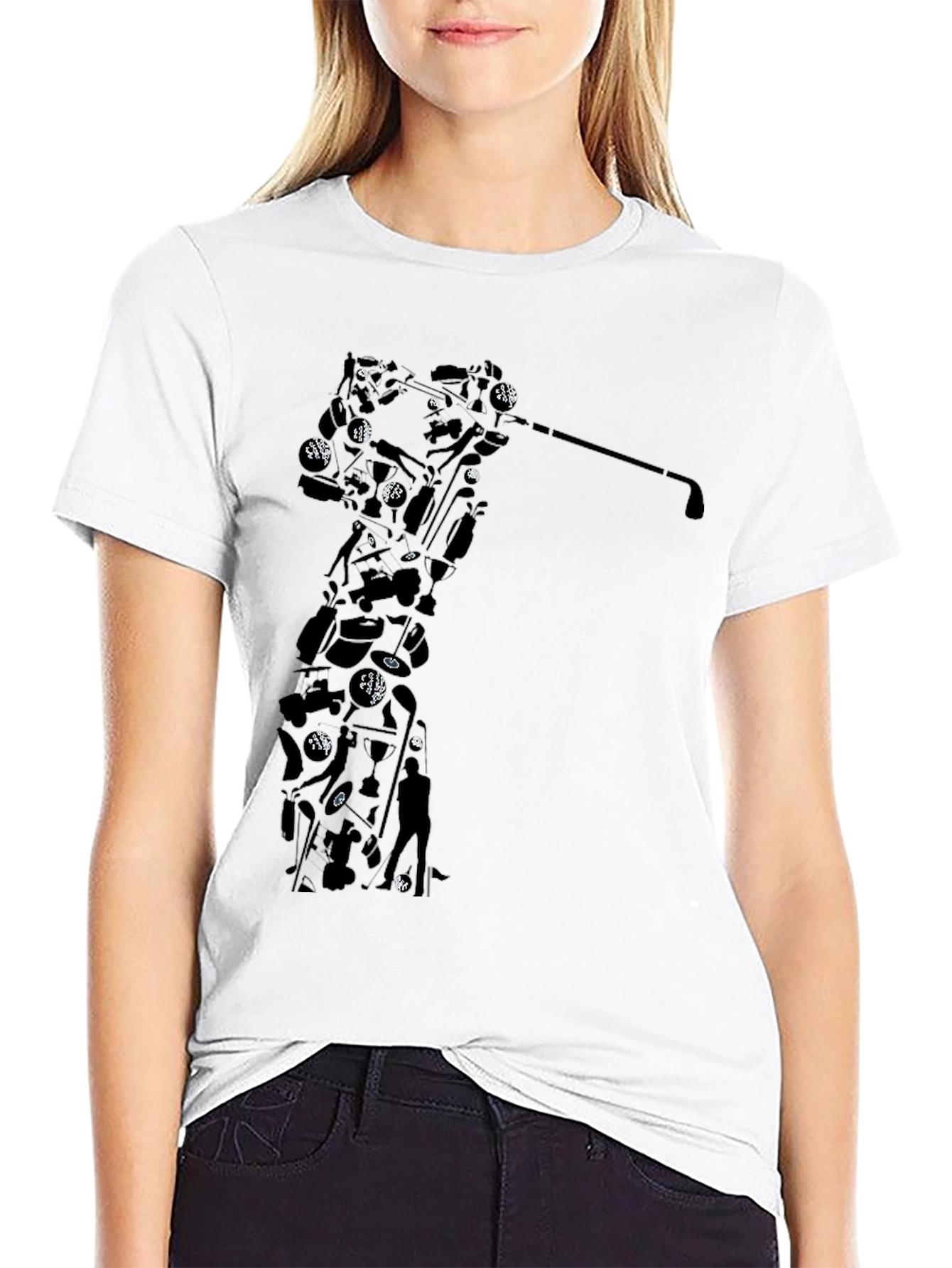 Black Golf Silhouette Tee - Black Golfer's T-Shirt view 9