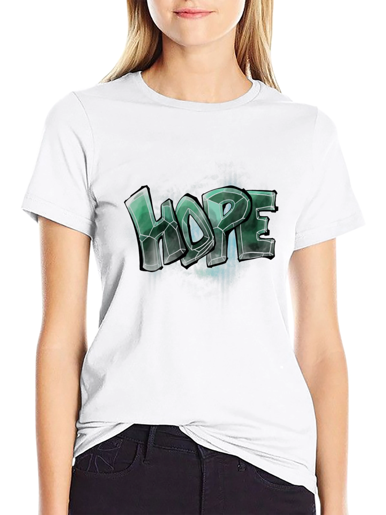 Black Men's Graphic Tee - "Hope" Design - Casual Black T-Shirt view 9