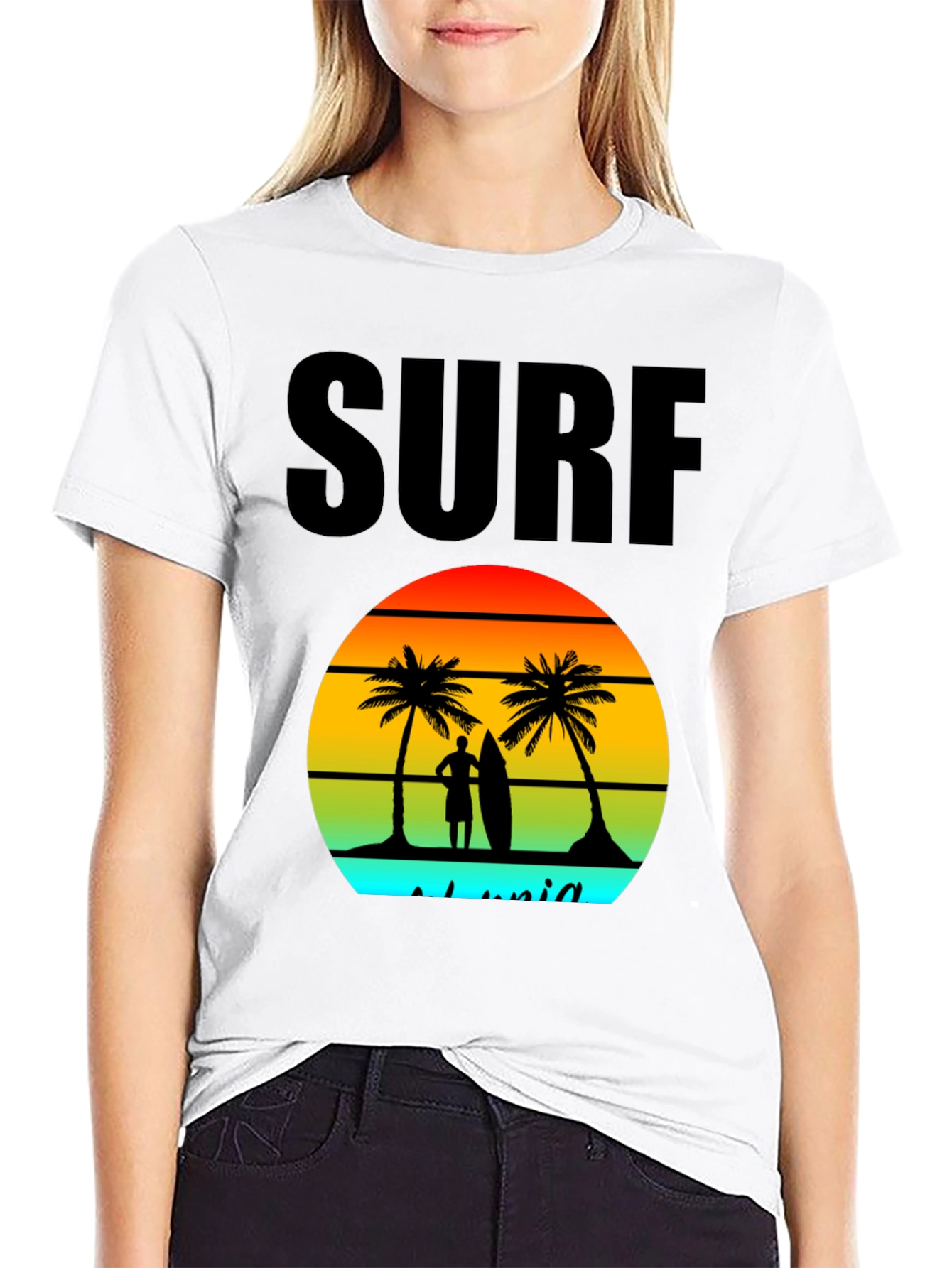 Black Surf Island Graphic Tee - Black Cotton T-Shirt view 9