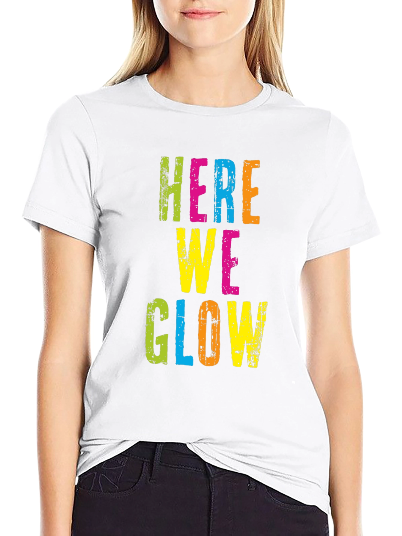 Black Here We Glow Graphic Tee - Party Ready T-Shirt view 9