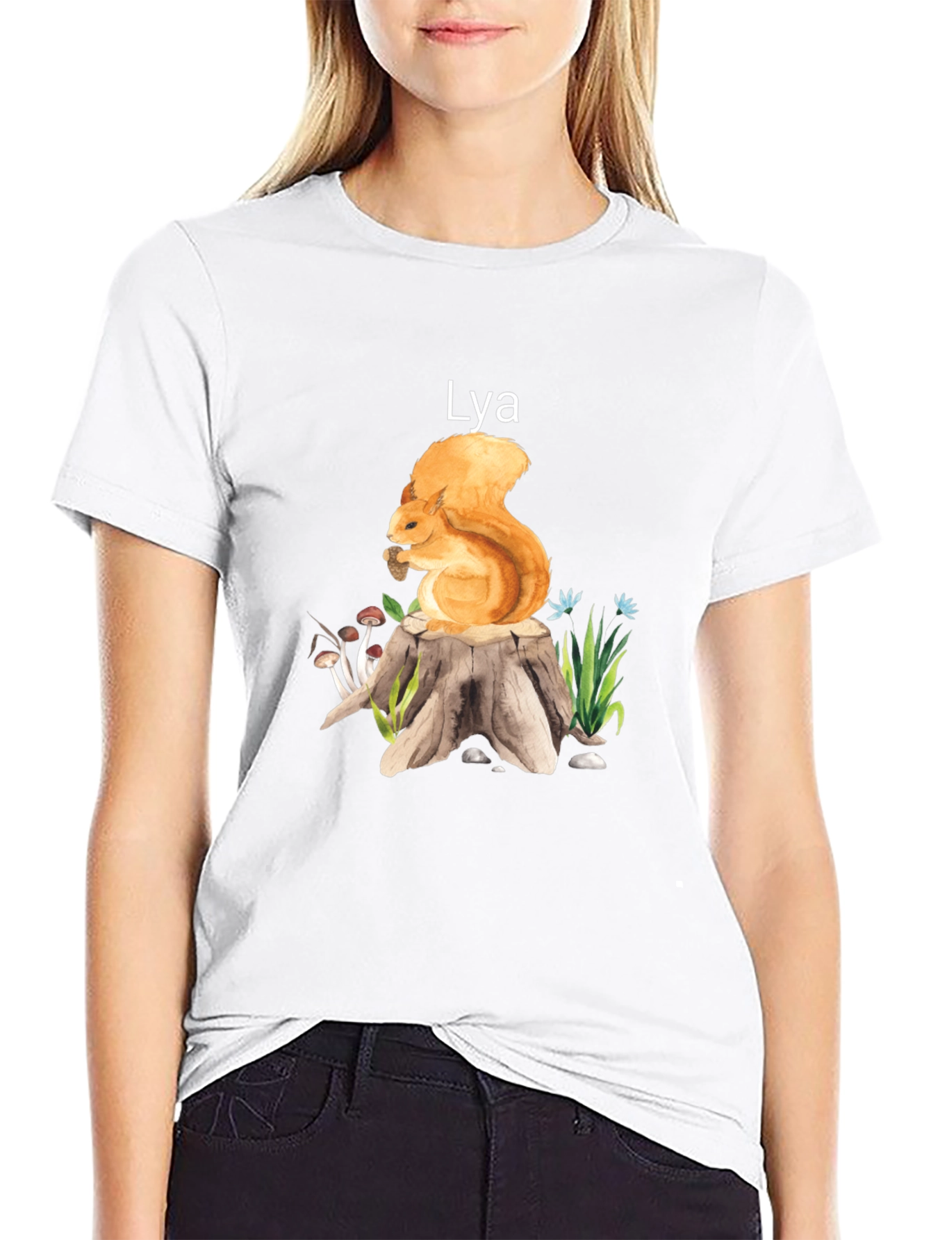 Black Squirrel Stump Tee - Lya Nature Lover Shirt view 9