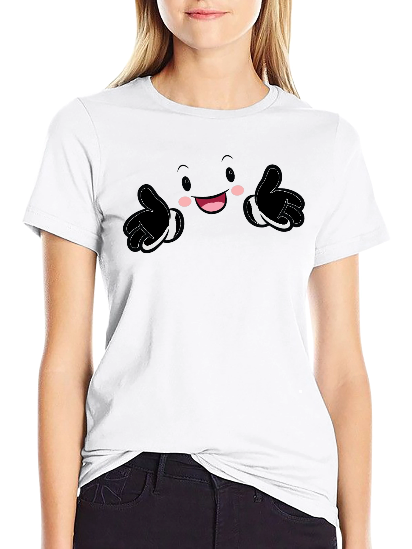 Black Fun Cartoon Character Graphic Print Black T-Shirt view 9
