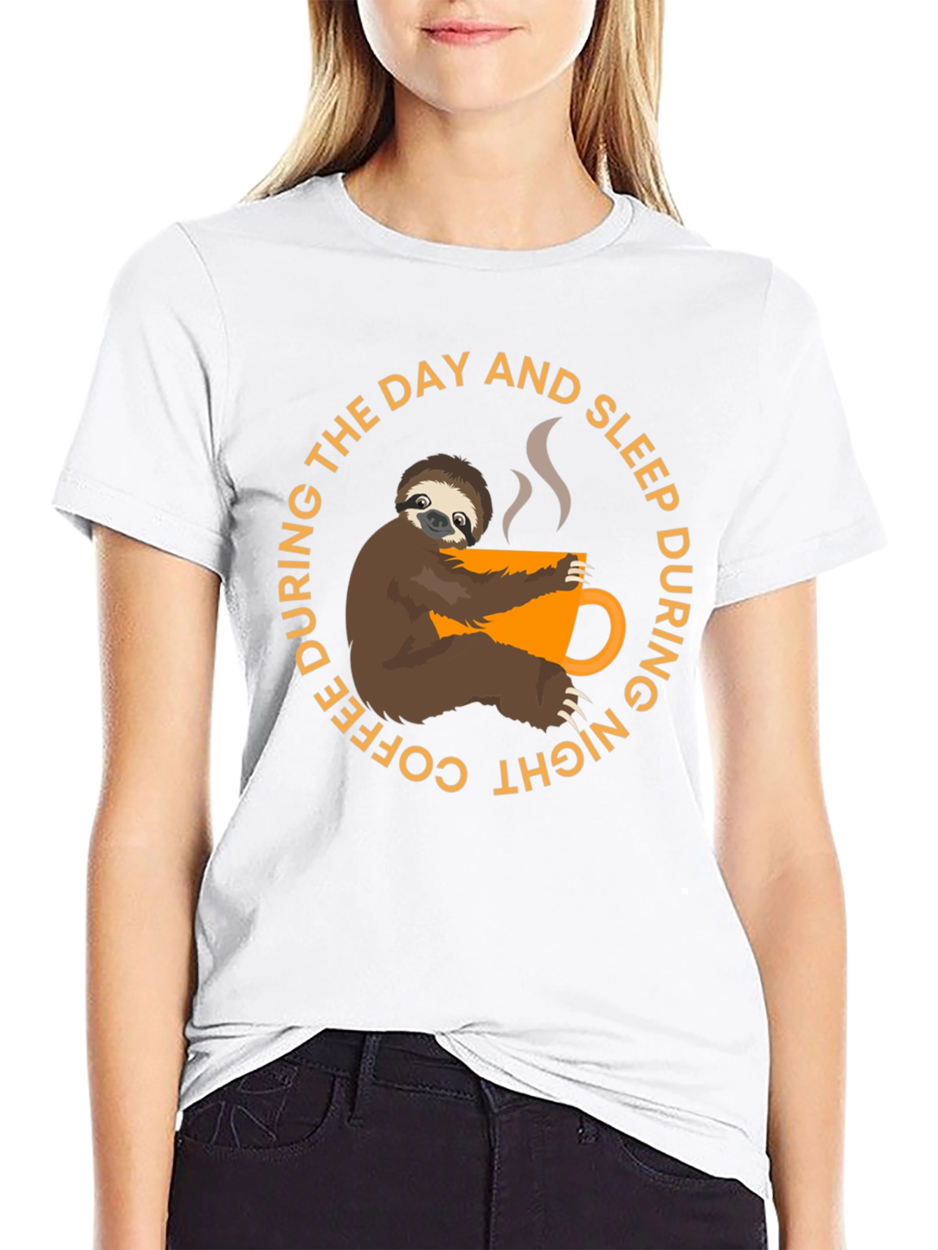 Black Coffee Sloth T-Shirt - Sleep During Night view 9