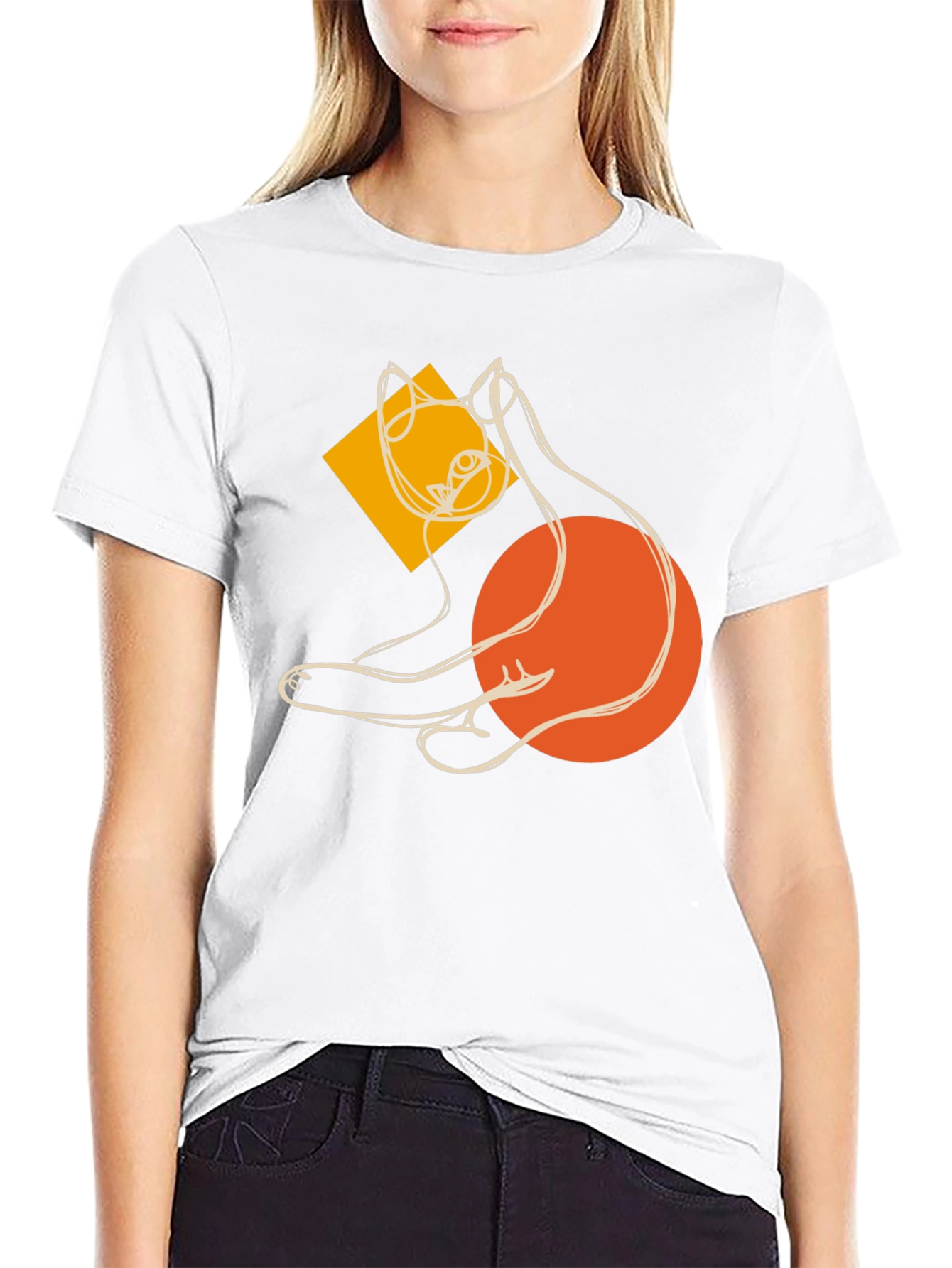 Black Abstract Cat Graphic T-Shirt - Stylish Modern Tee view 9