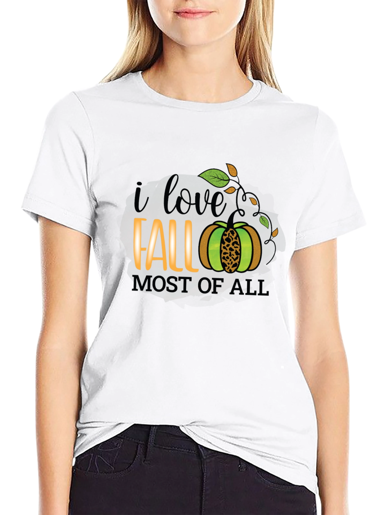 Black I Love Fall Most of All T-Shirt - Autumn Graphic Tee view 9