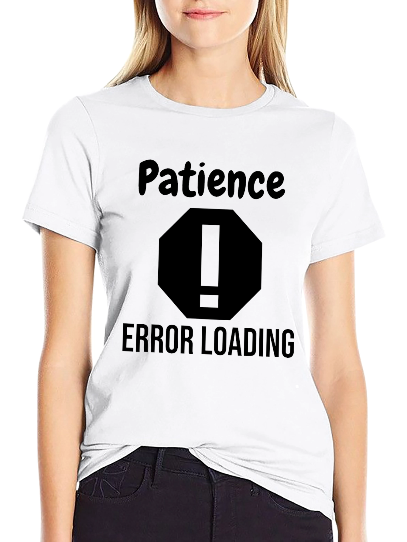 Black Patience Error Loading Men's Black T-Shirt view 9