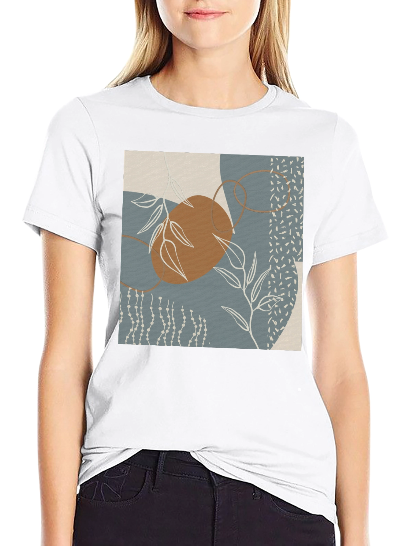 Black Abstract Art Graphic Print T-Shirt view 9