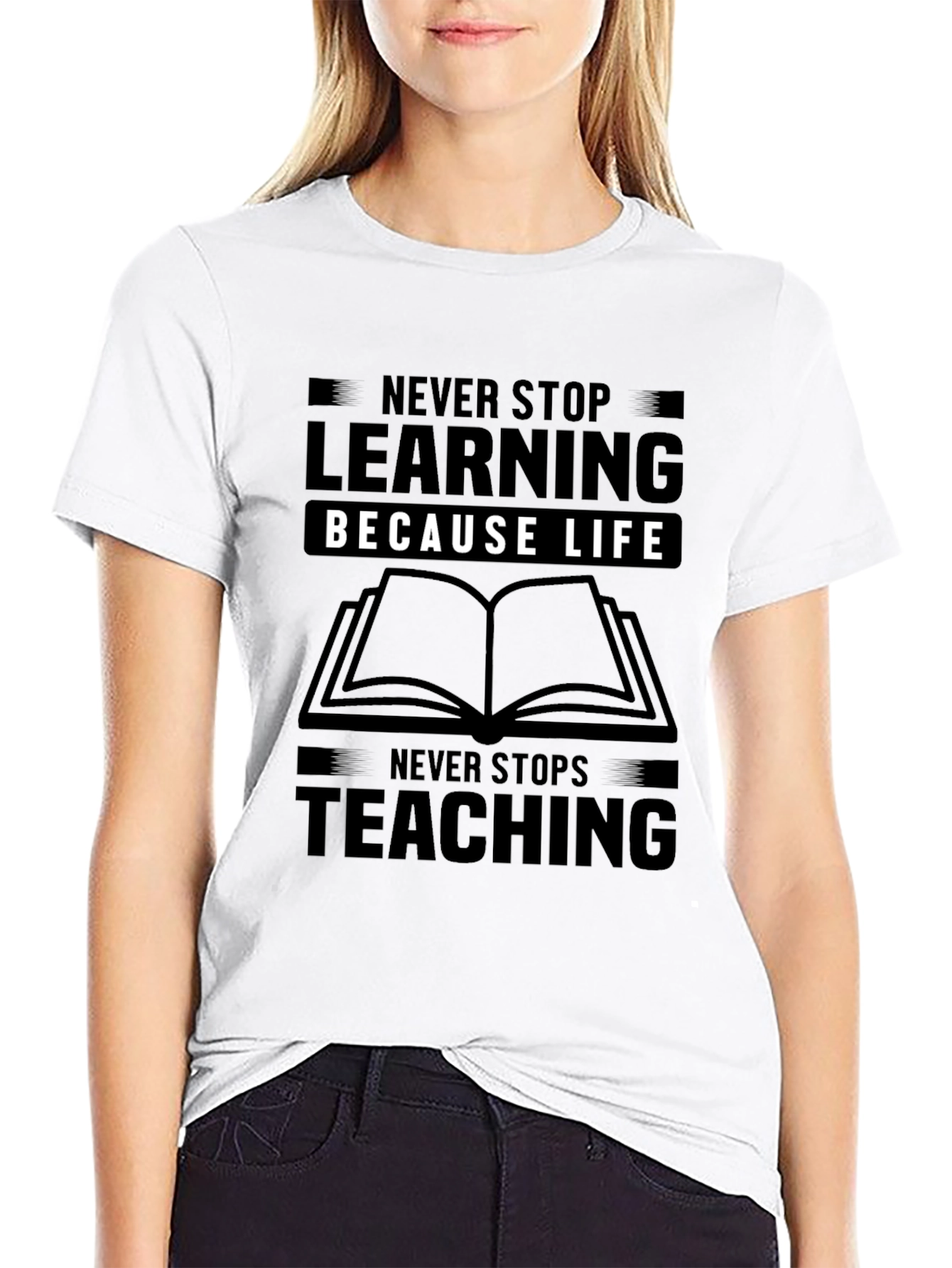 Black Never Stop Learning Graphic Tee view 9
