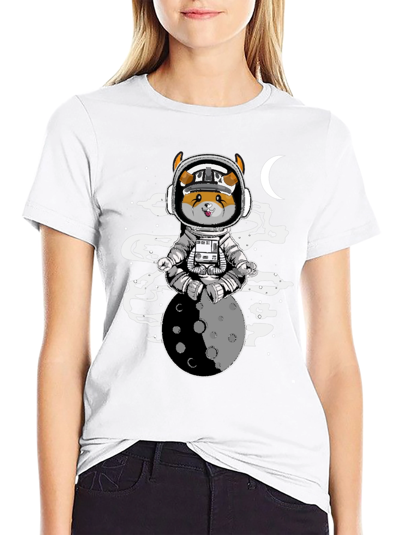 Black Astronaut Dog on the Moon T-Shirt view 9