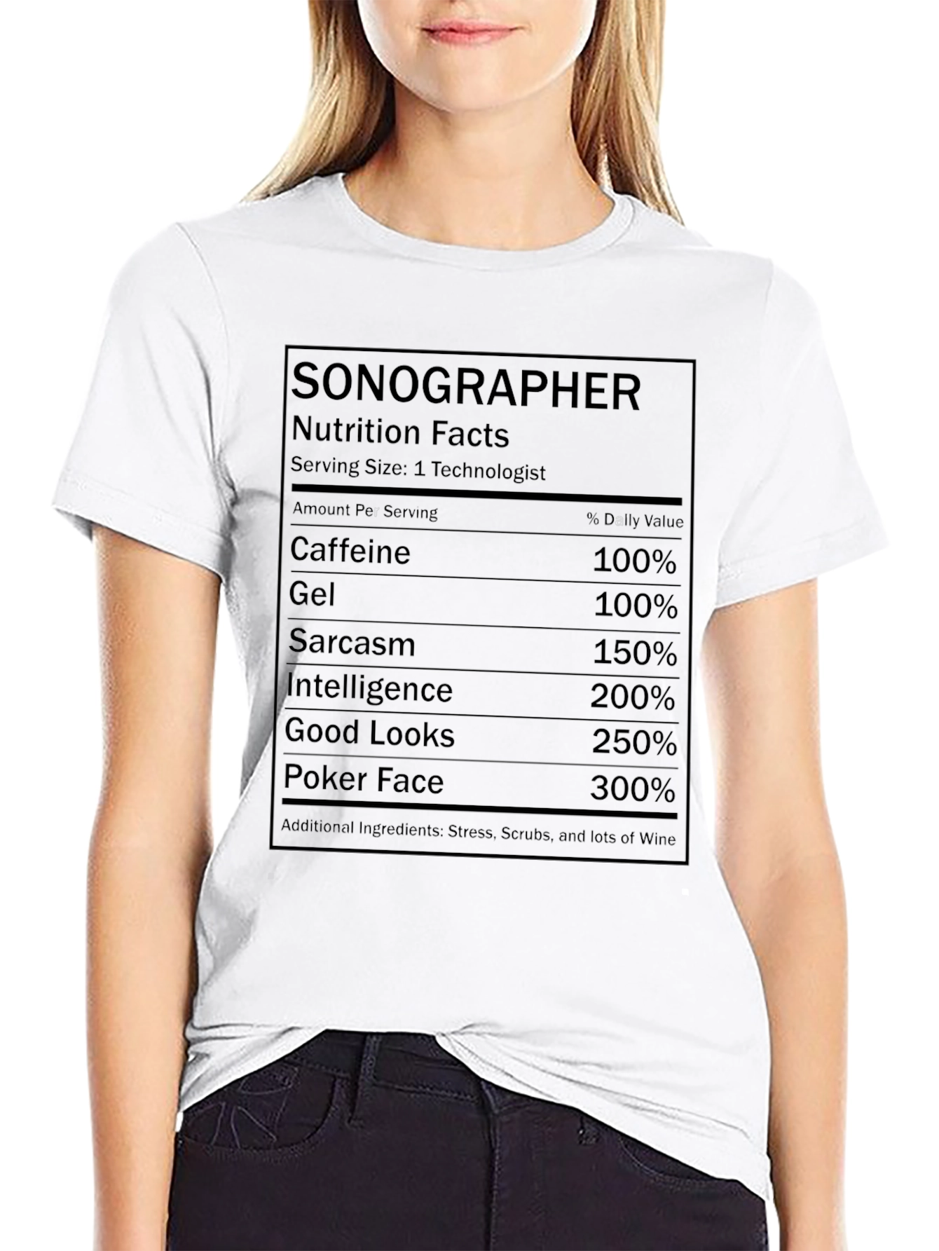 Black Sonographer Nutrition Facts T-Shirt view 9