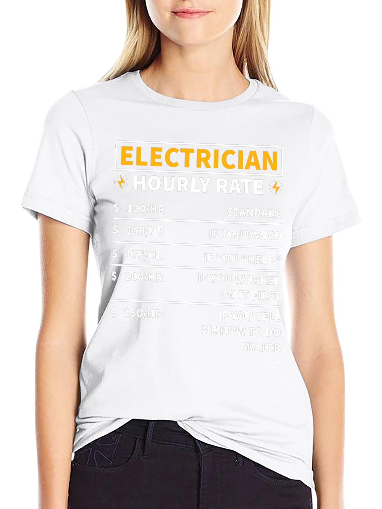 Black Electrician Hourly Rate T-Shirt - Funny Job Tee view 9
