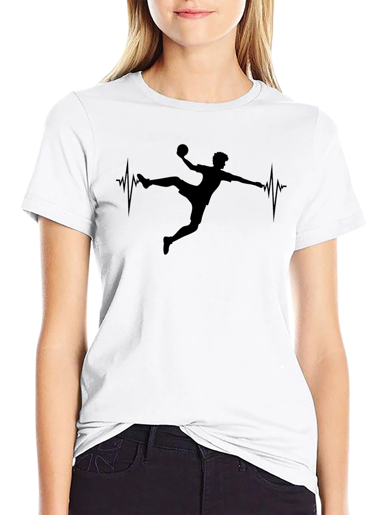 Black Handball Heartbeat Graphic T-Shirt view 9