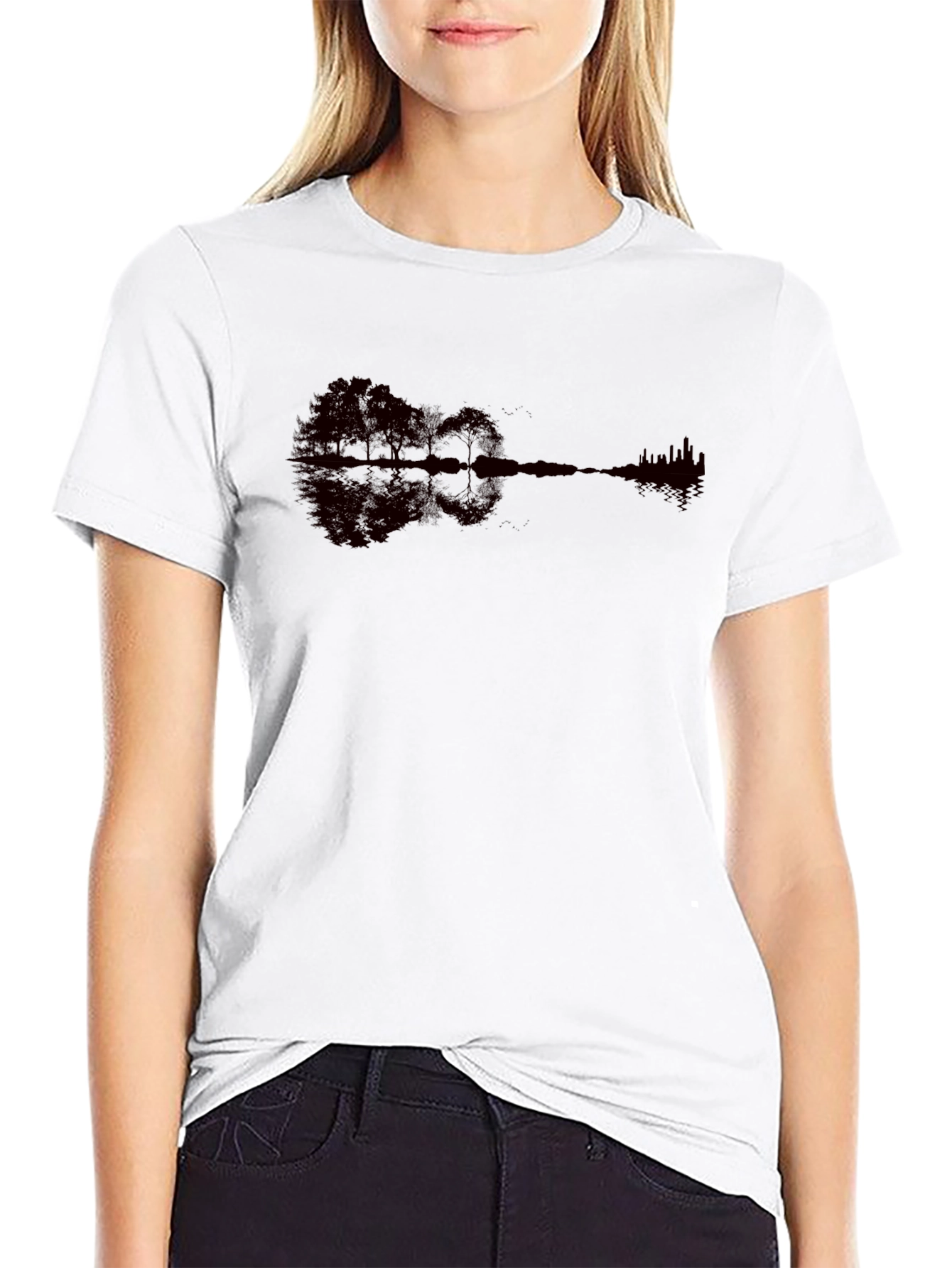 Black Nature Guitar Graphic Tee - Black view 9