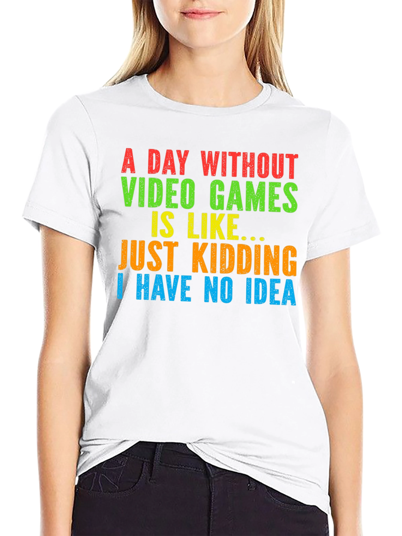 Black A Day Without Video Games T-Shirt - Funny Gamer Tee view 9