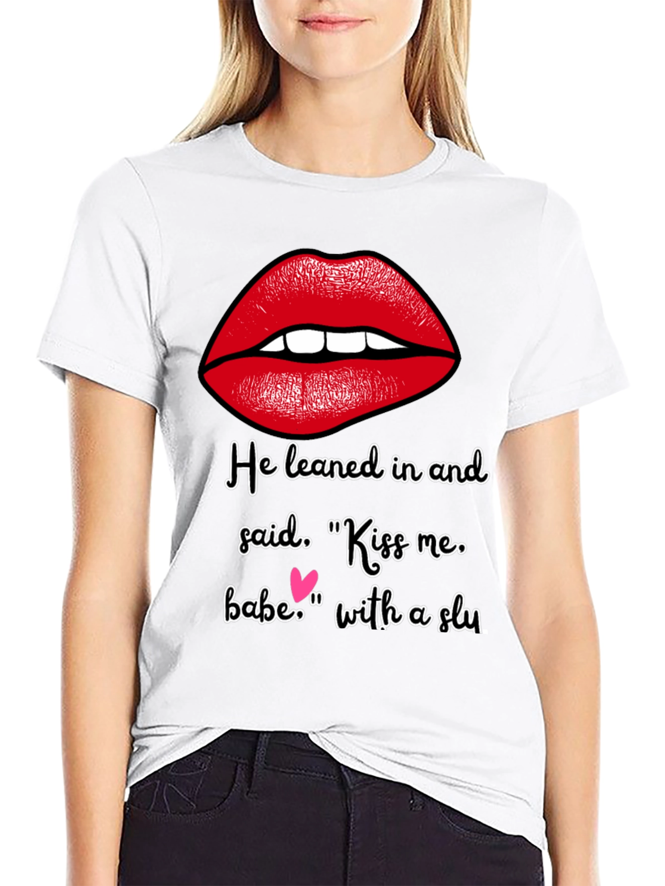 Black Kiss Me Graphic Tee - Soft Cotton Blend view 9