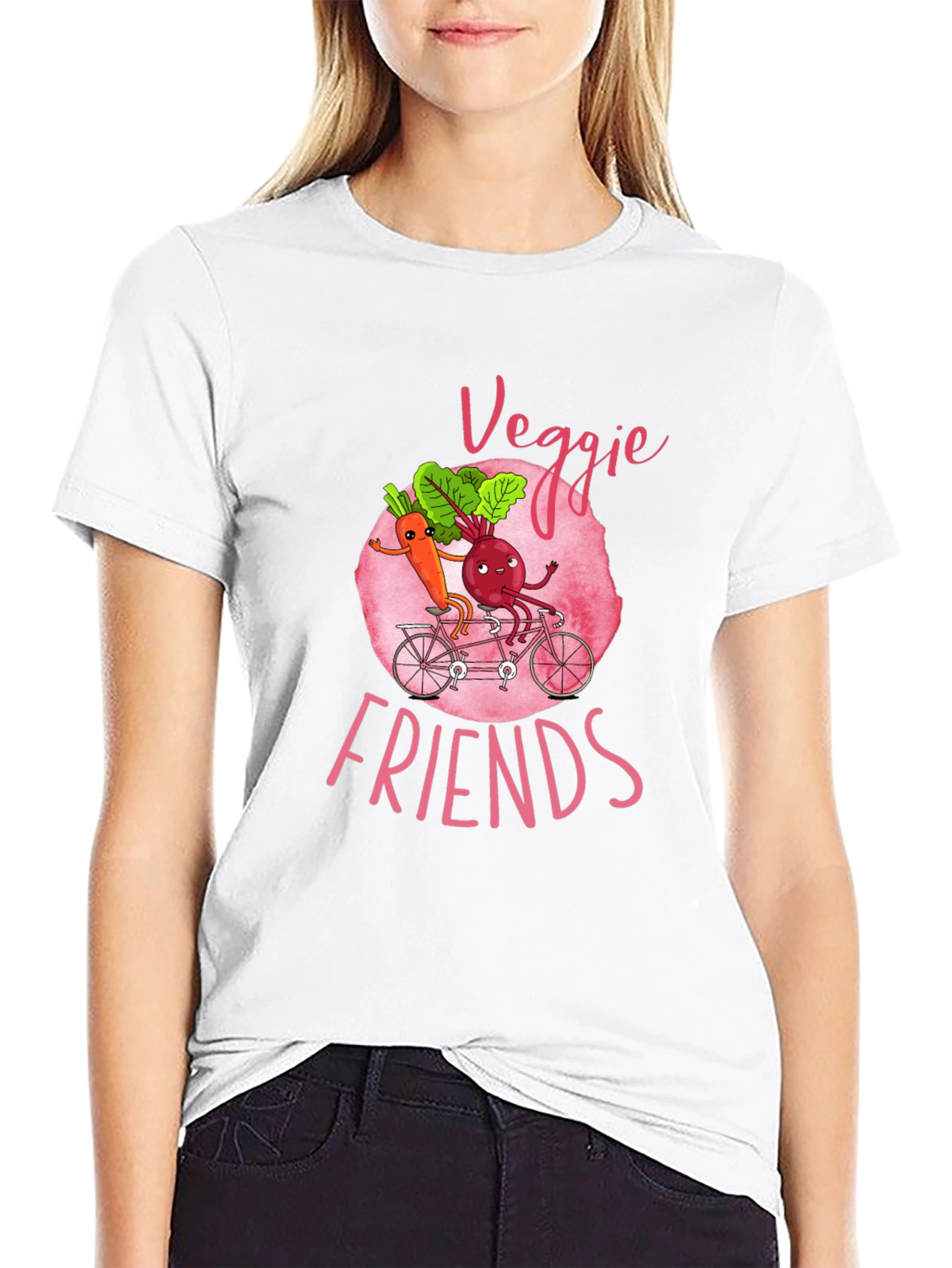 Black Veggie Friends Graphic T-Shirt - Cute Cartoon Design view 9