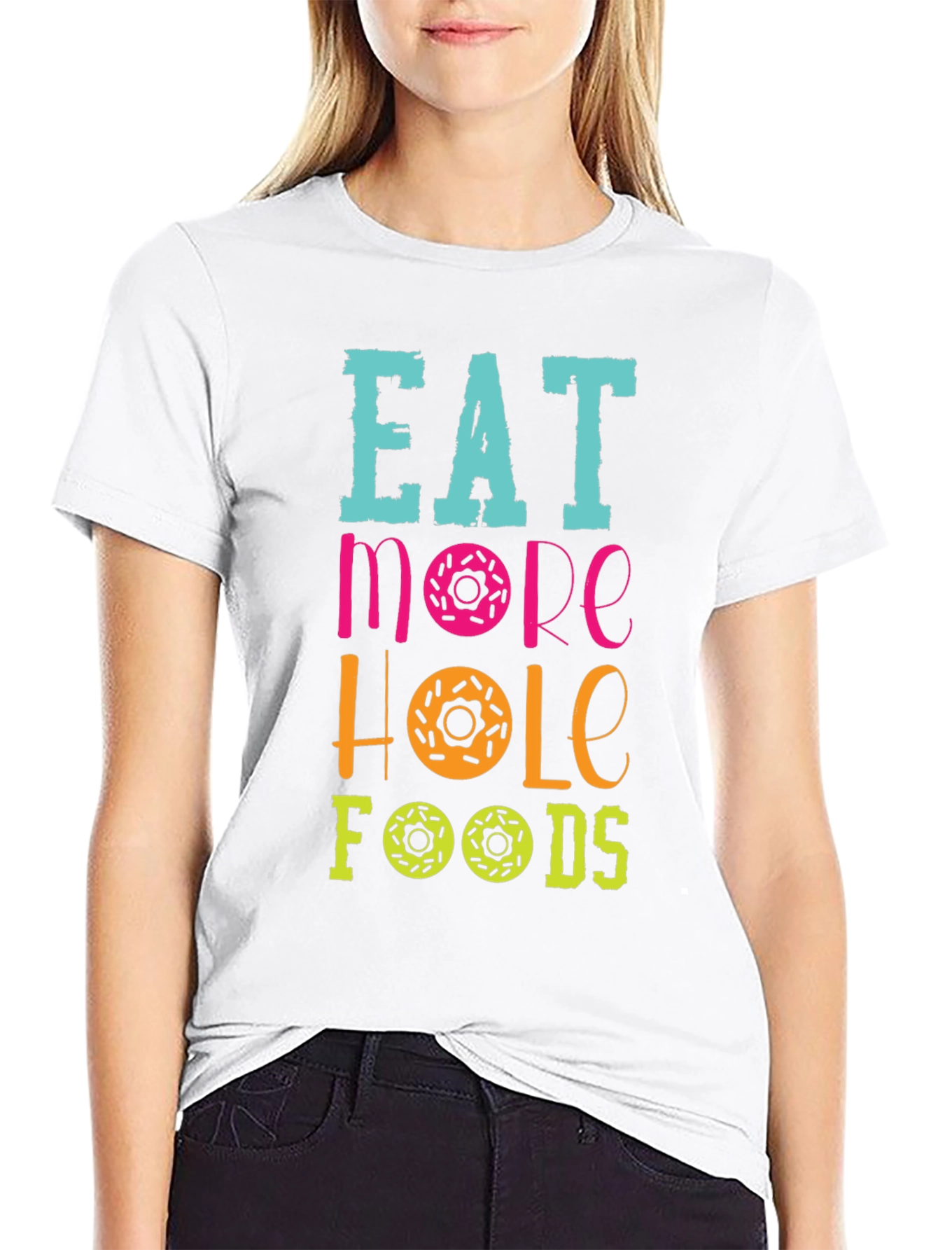 Black Eat More Hole Foods Donut T-Shirt view 9