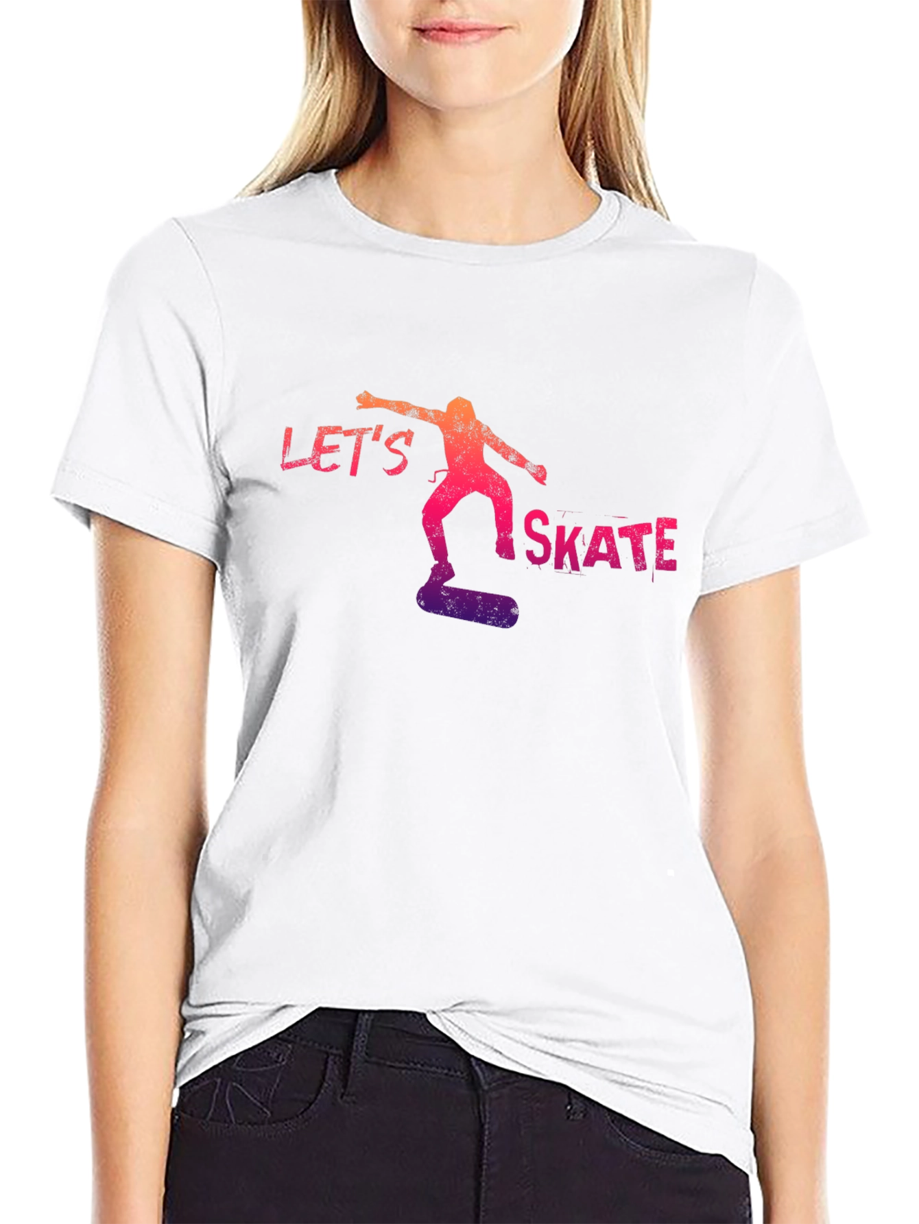 Black Let's Skate T-Shirt - Cool Skater Tee view 9