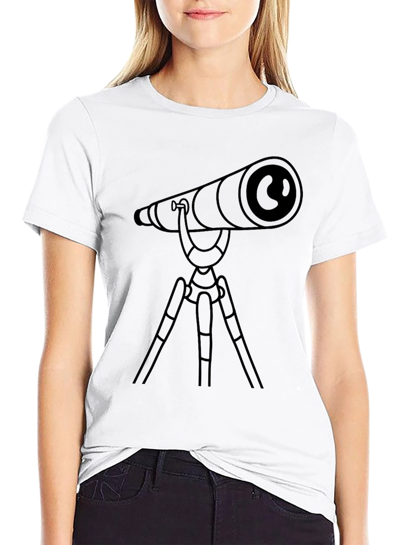 Black Telescope Graphic Tee - Explore the Universe in Style view 9