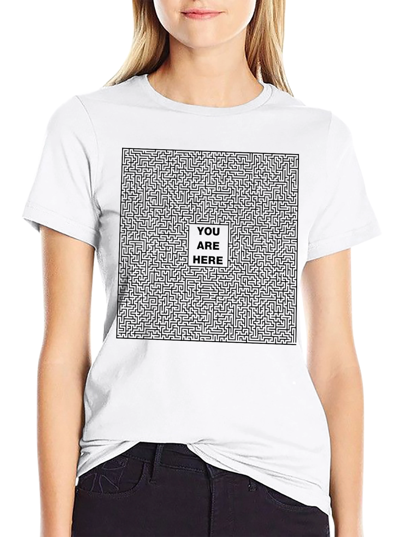 Black Maze T-Shirt - 'You Are Here' Graphic Tee view 9