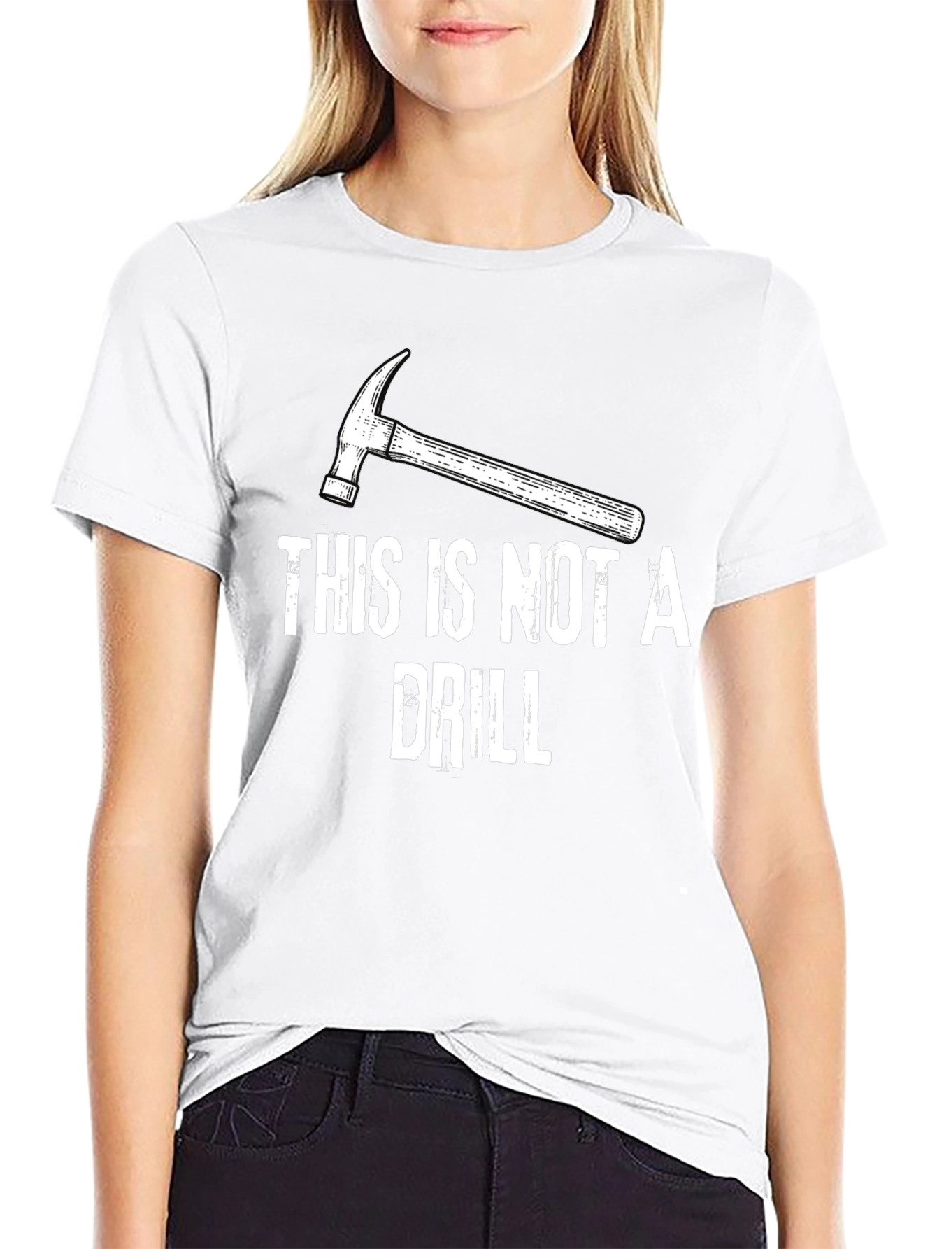 Black This Is Not A Drill Hammer Graphic T-Shirt view 9