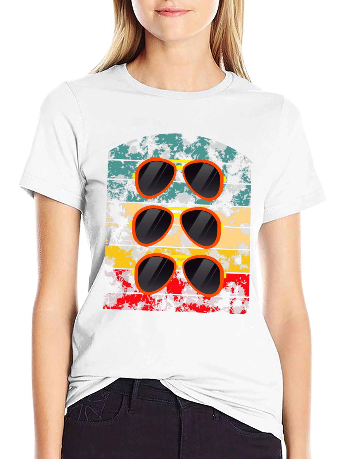 Black Retro Sunglasses T-Shirt - Cool Vintage Design view 9