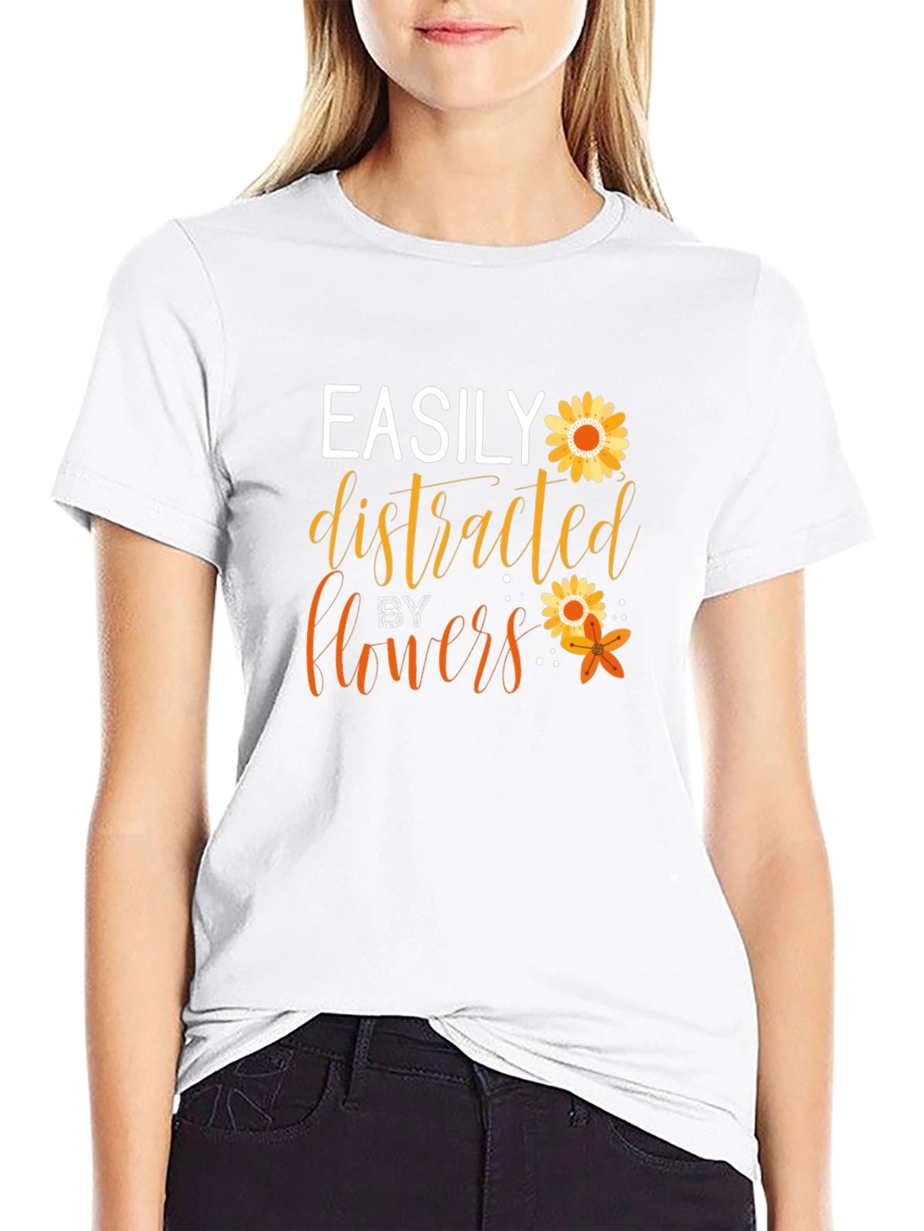 Black Easily Distracted By Flowers Graphic Tee view 9