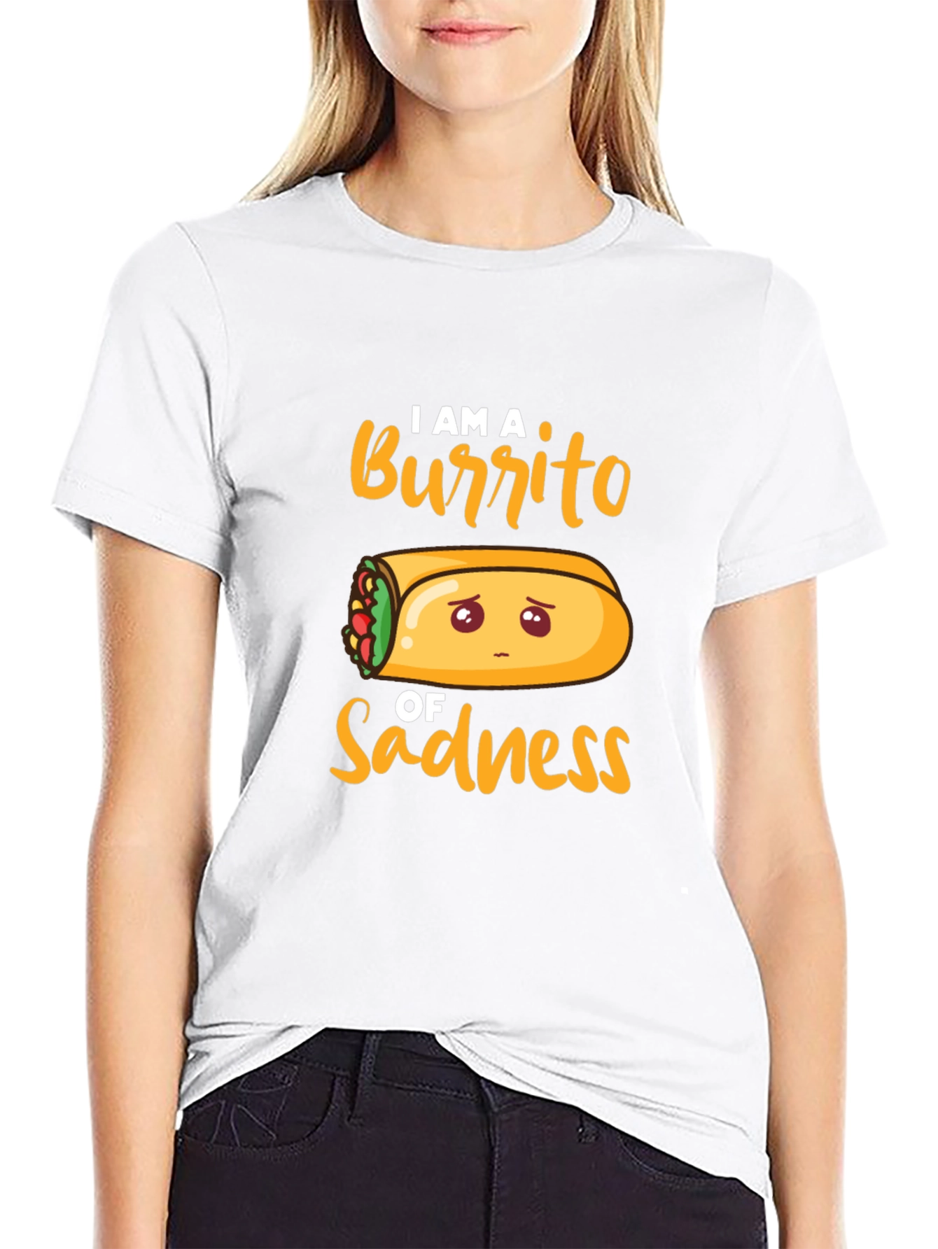Black Sad Burrito Graphic T-Shirt - Unisex Cotton Tee view 9