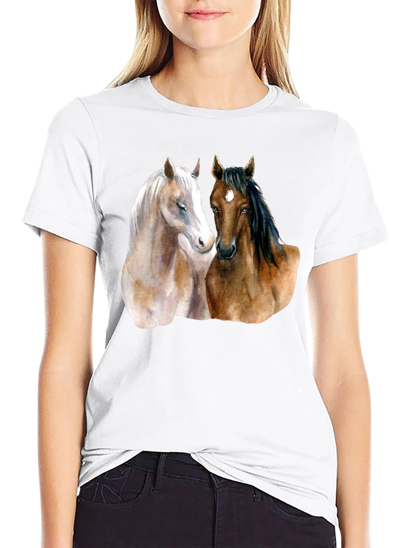 Black Horse Lover's T-Shirt: Artistic Equestrian Design view 9