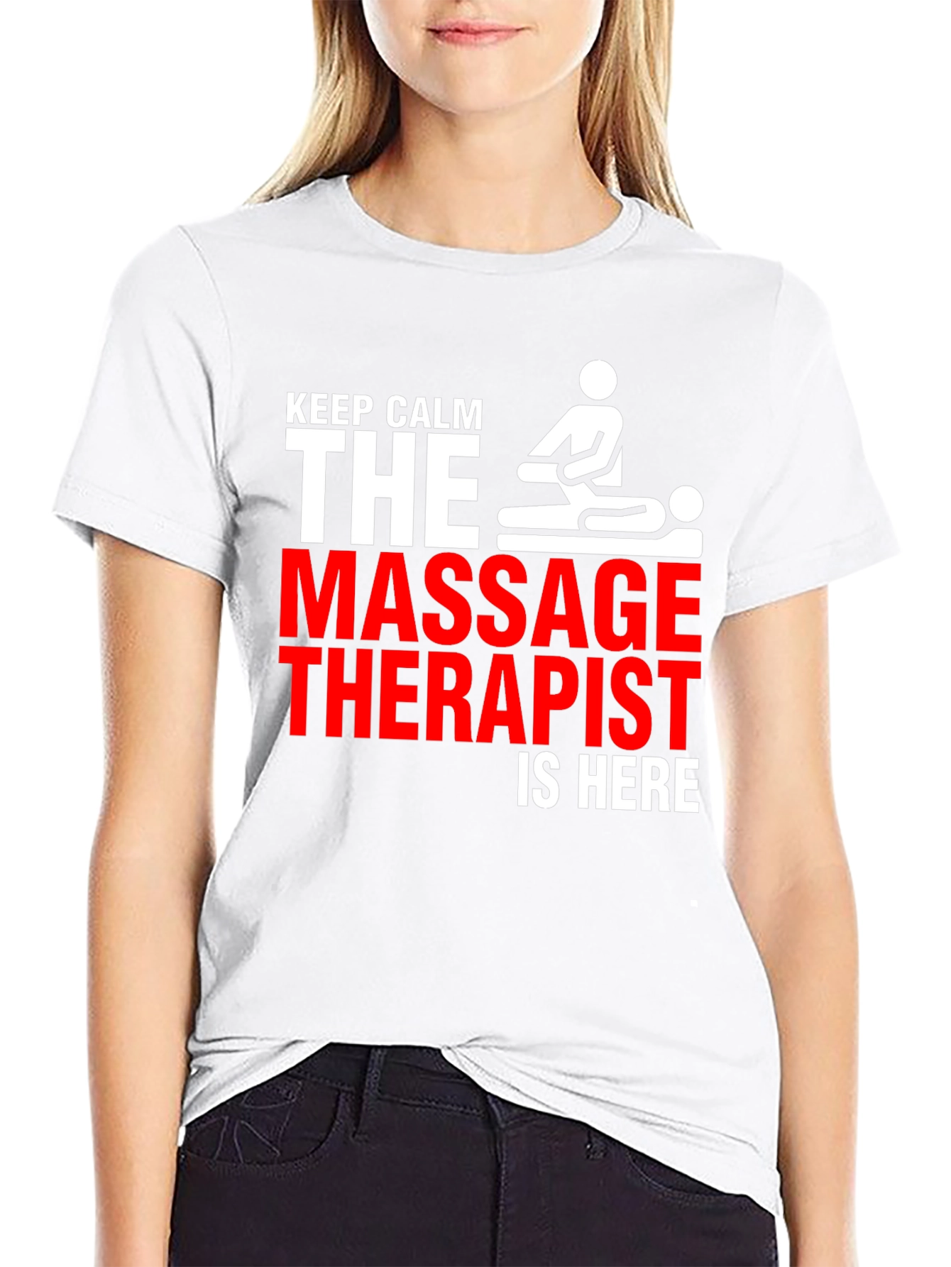 Black Keep Calm Massage Therapist T-Shirt view 9
