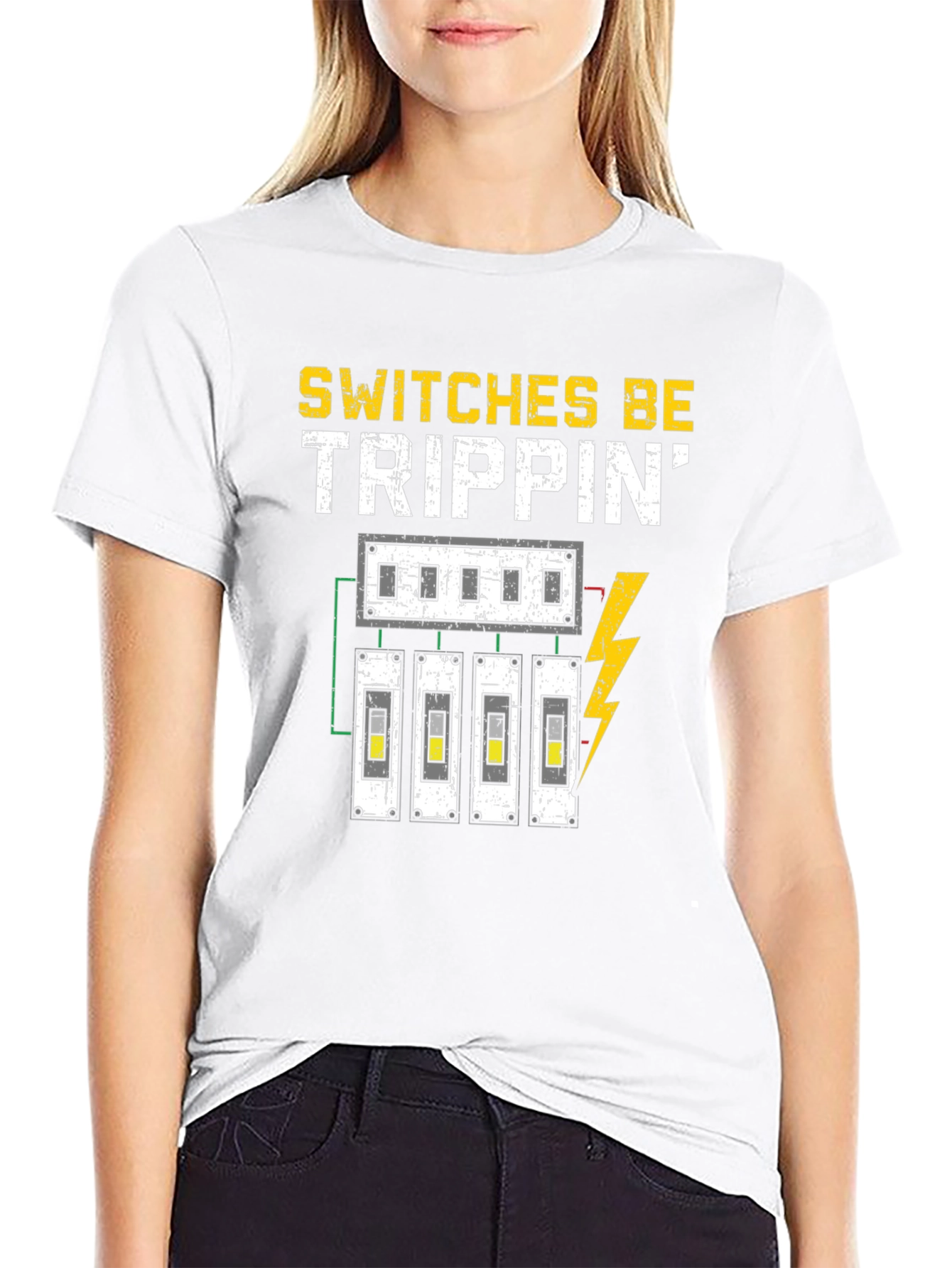 Black Switches Be Trippin' Funny Electrician T-Shirt view 9