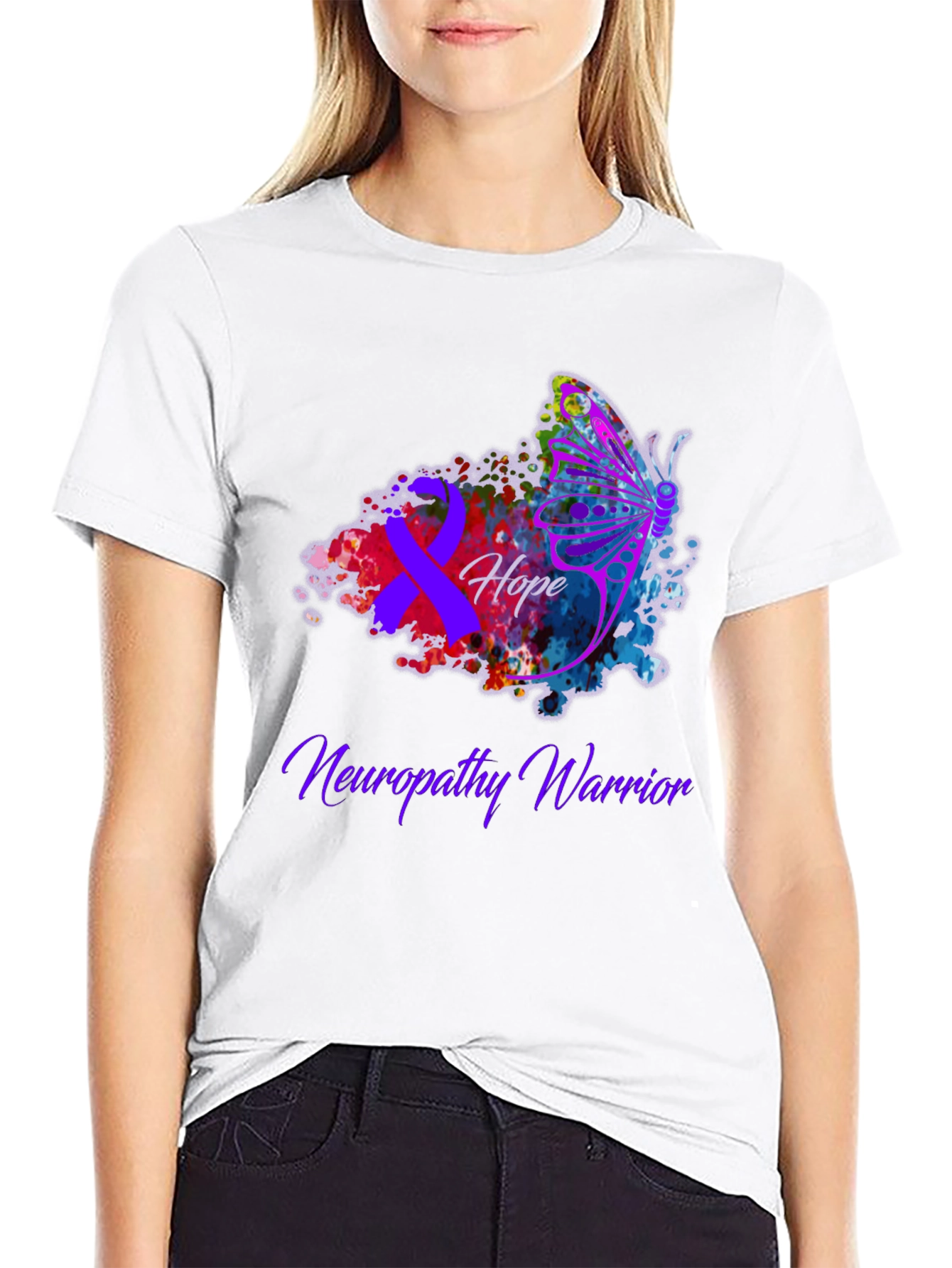 Neuropathy Warrior Butterfly Hope Awareness T-Shirt - 9