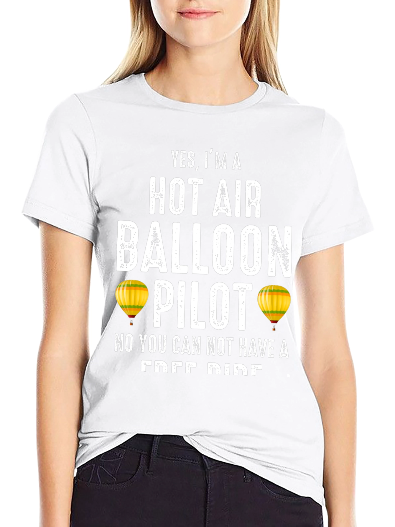 Black Hot Air Balloon Pilot Funny T-Shirt view 9