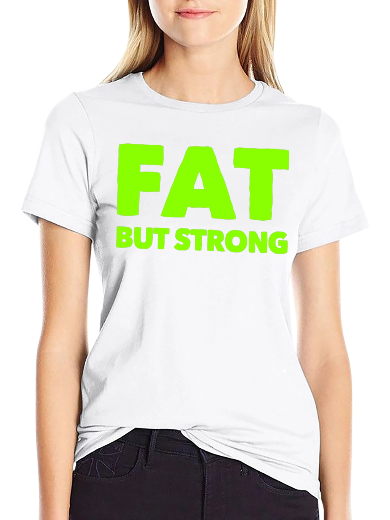 Black Fat But Strong Graphic Tee - Black view 9