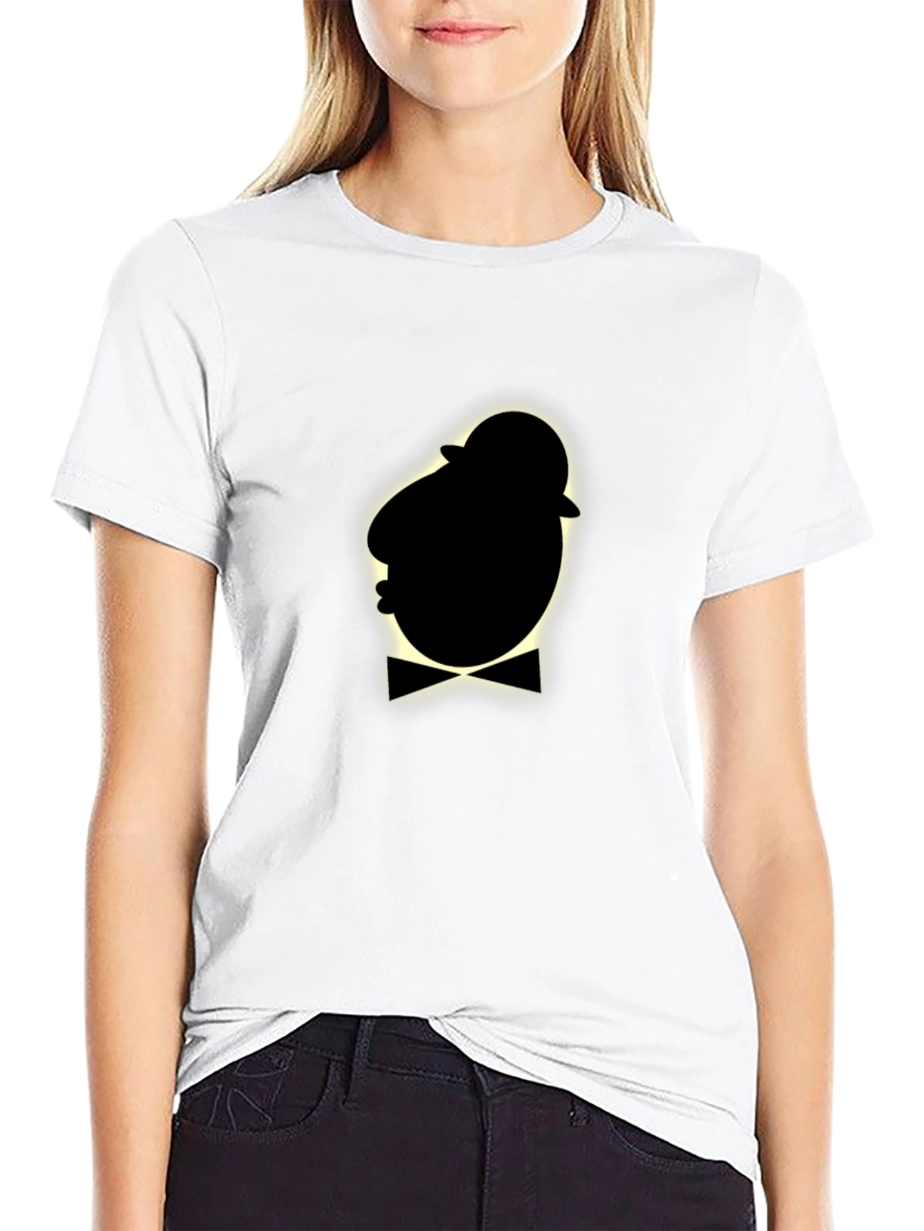 Black Dapper Ghost Silhouette Black T-Shirt view 9