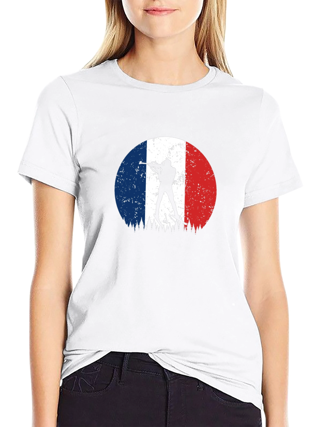 Black Biathlon France Flag Black T-Shirt view 9