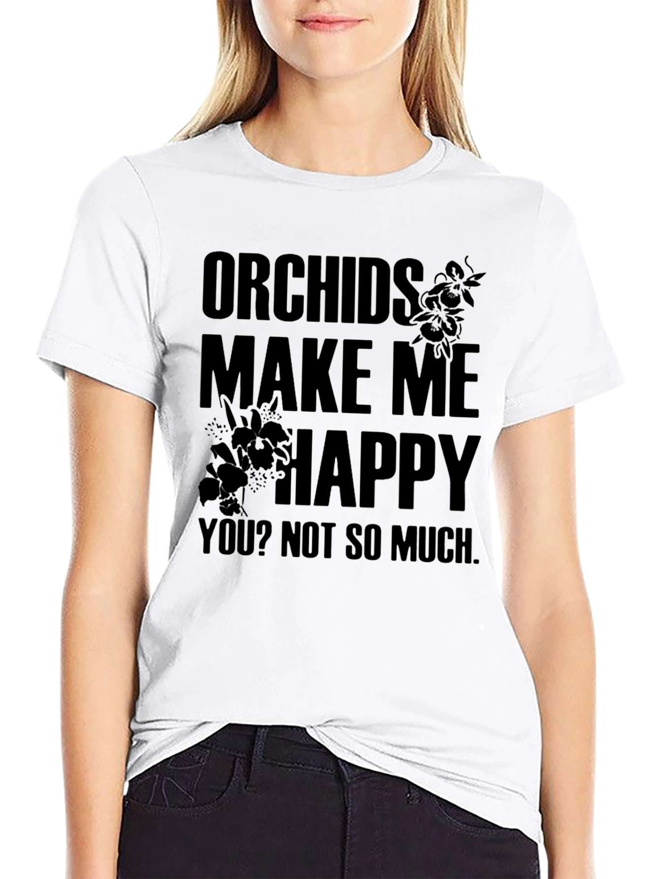 Black Orchids Make Me Happy Graphic Tee view 9