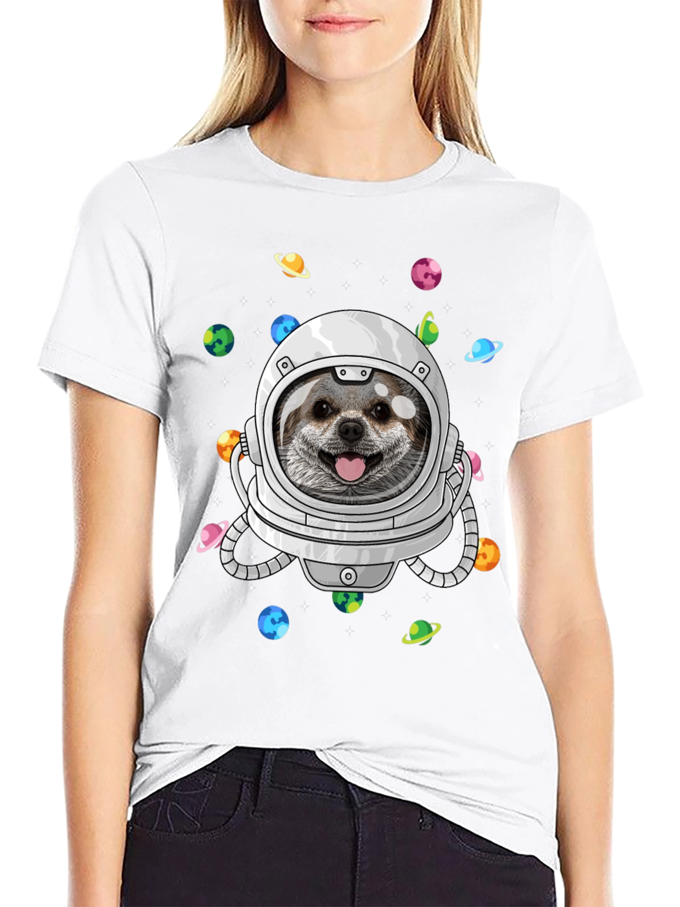 Black Dog Astronaut T-Shirt - Space Pup Tee view 9