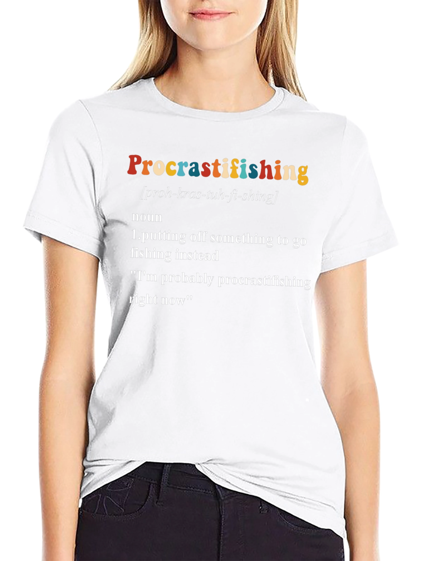 Black Procrastifishing Graphic Tee - Funny Fishing Definition Shirt view 9